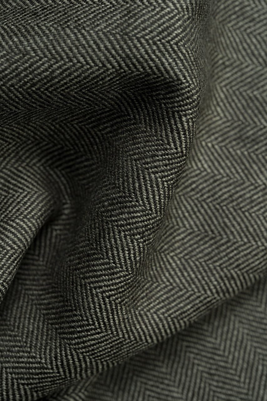 90831 Black Smoke Pure Wool Herringbone Jacketing-1.9m