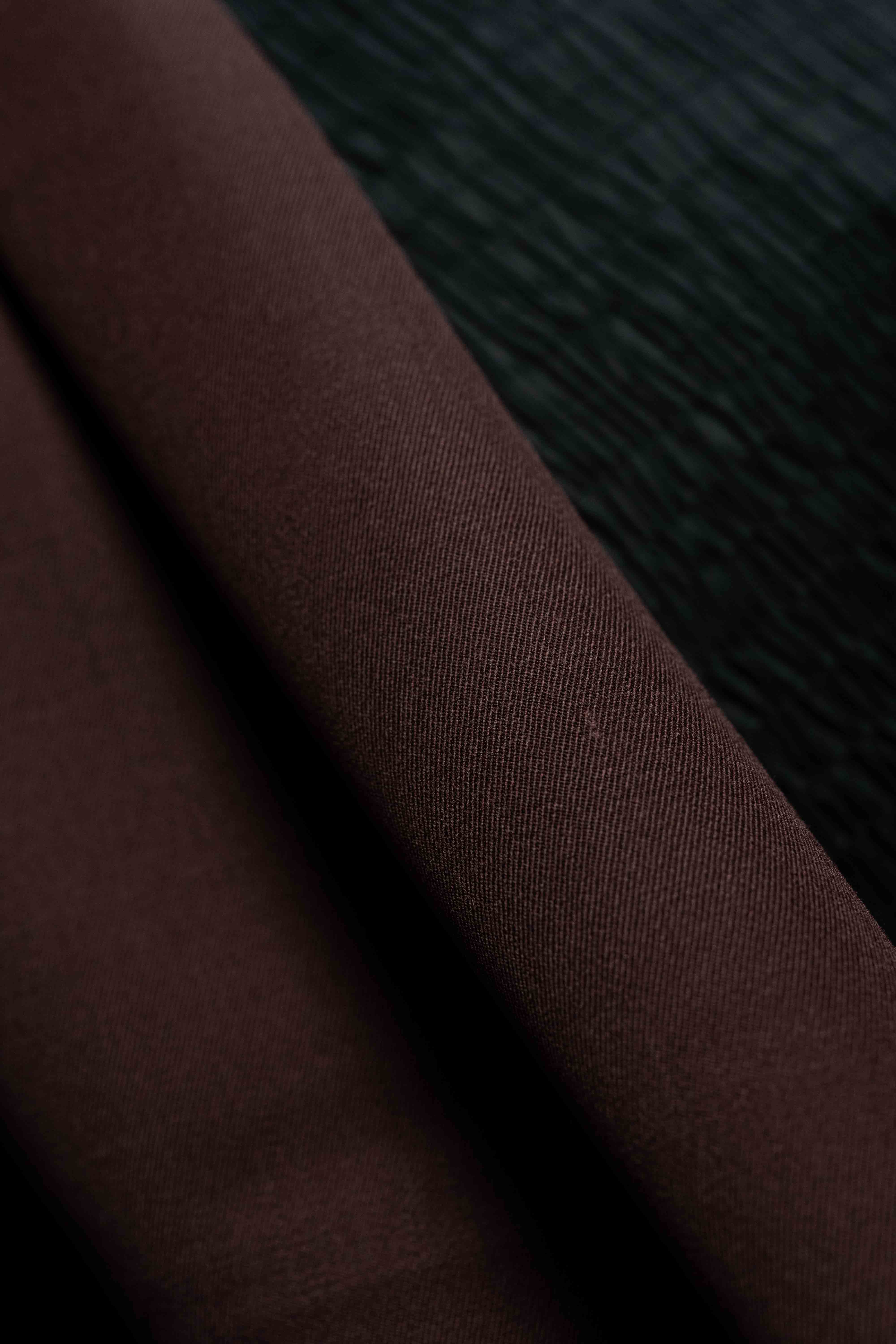 Close-up of red Minkcash fabric, ideal suit fabric for stylish 90's Worsted Gabardine Suit Trousers.