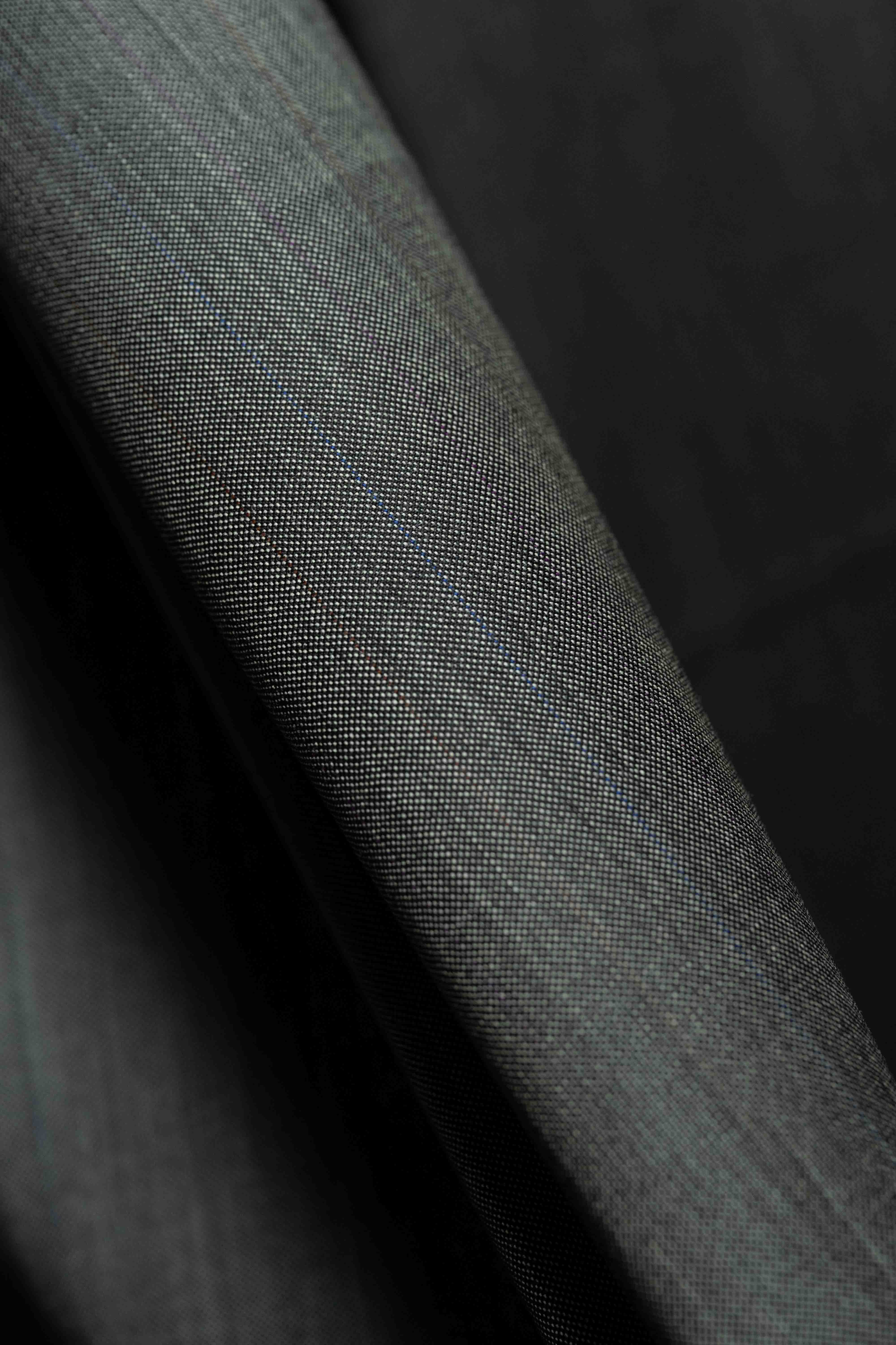 Scabal Grey Blue Stripe 100's Merino Suit Fabric showcasing fine texture and quality - 2.8m+1.2m available.