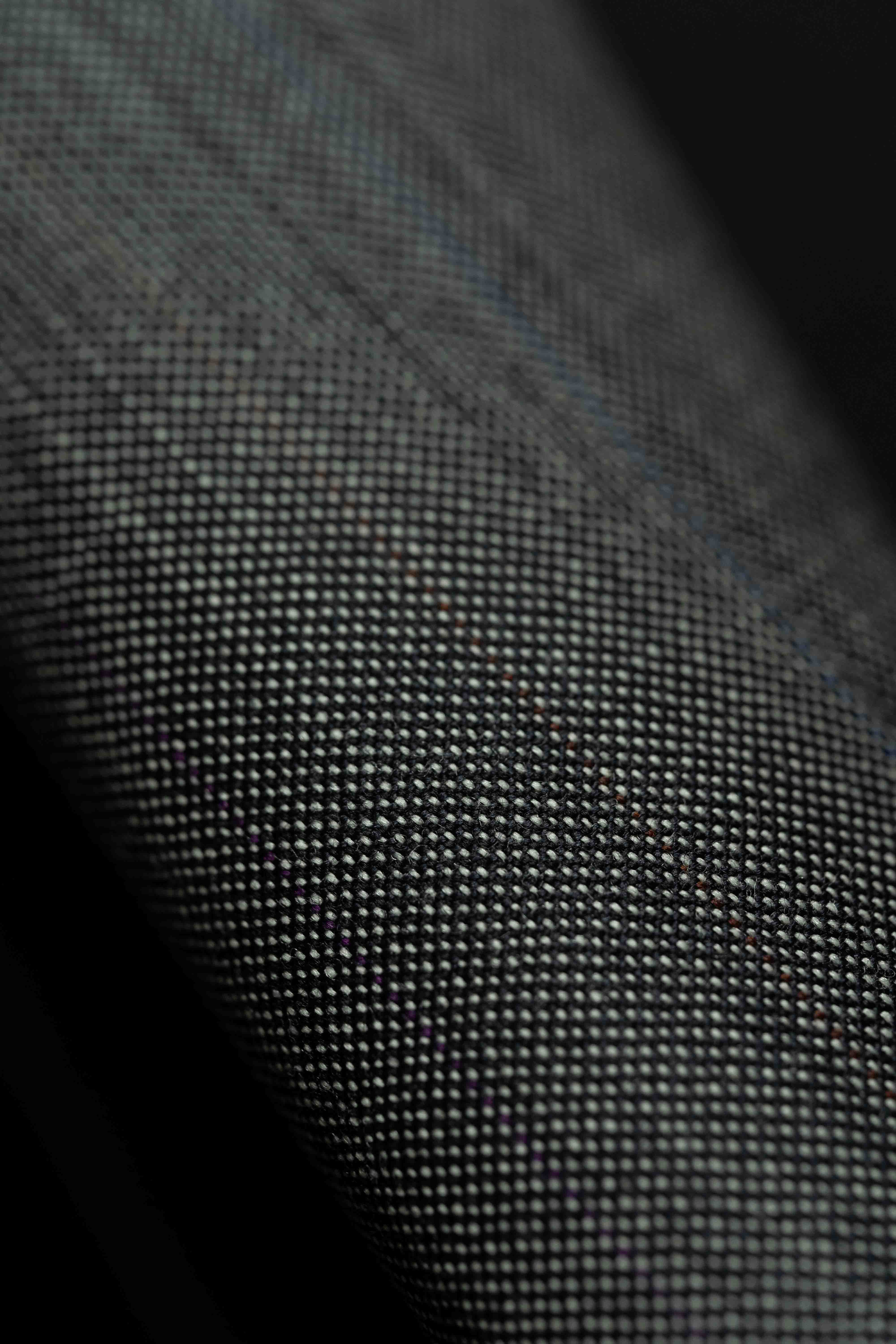 Scabal Grey Blue Stripe 100's Merino Suit Fabric close-up showcasing texture and detail.