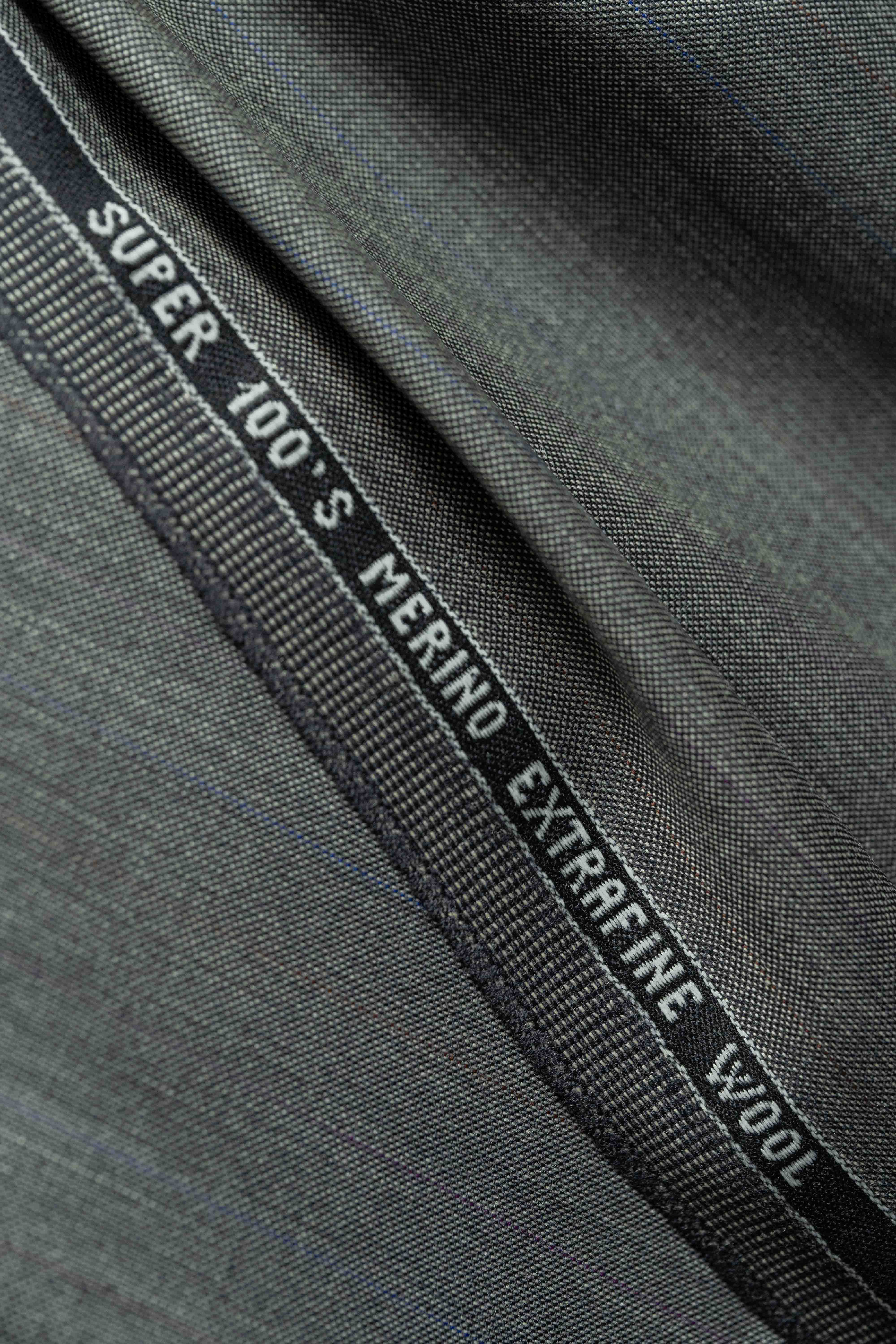 Scabal Grey Blue Stripe 100's Merino Suit Fabric with Super 100's Merino Extrafine Wool