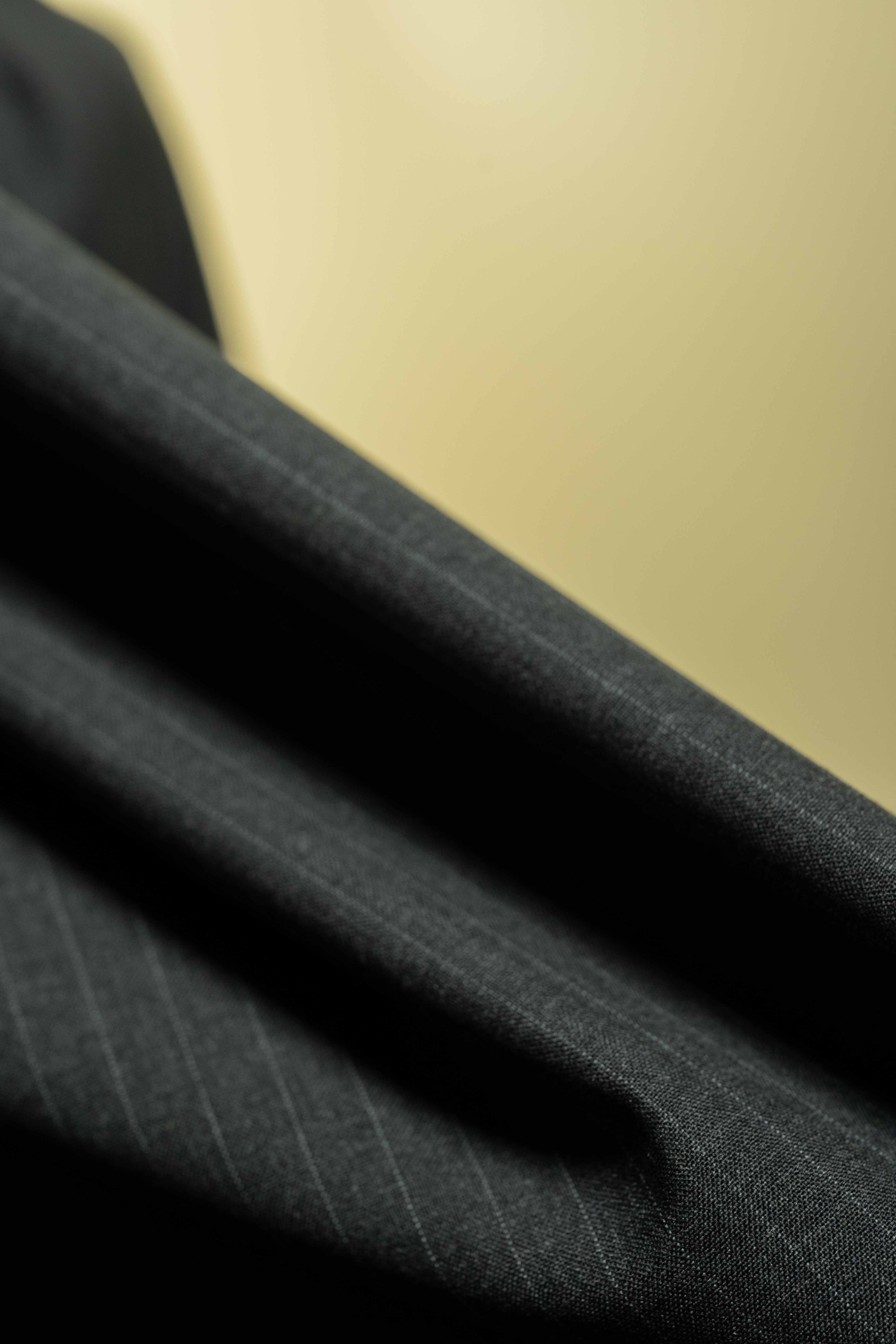 Mid Grey PinStripe 130's Wool Cashmere wool suit fabric showcasing the luxurious texture of cashmere.