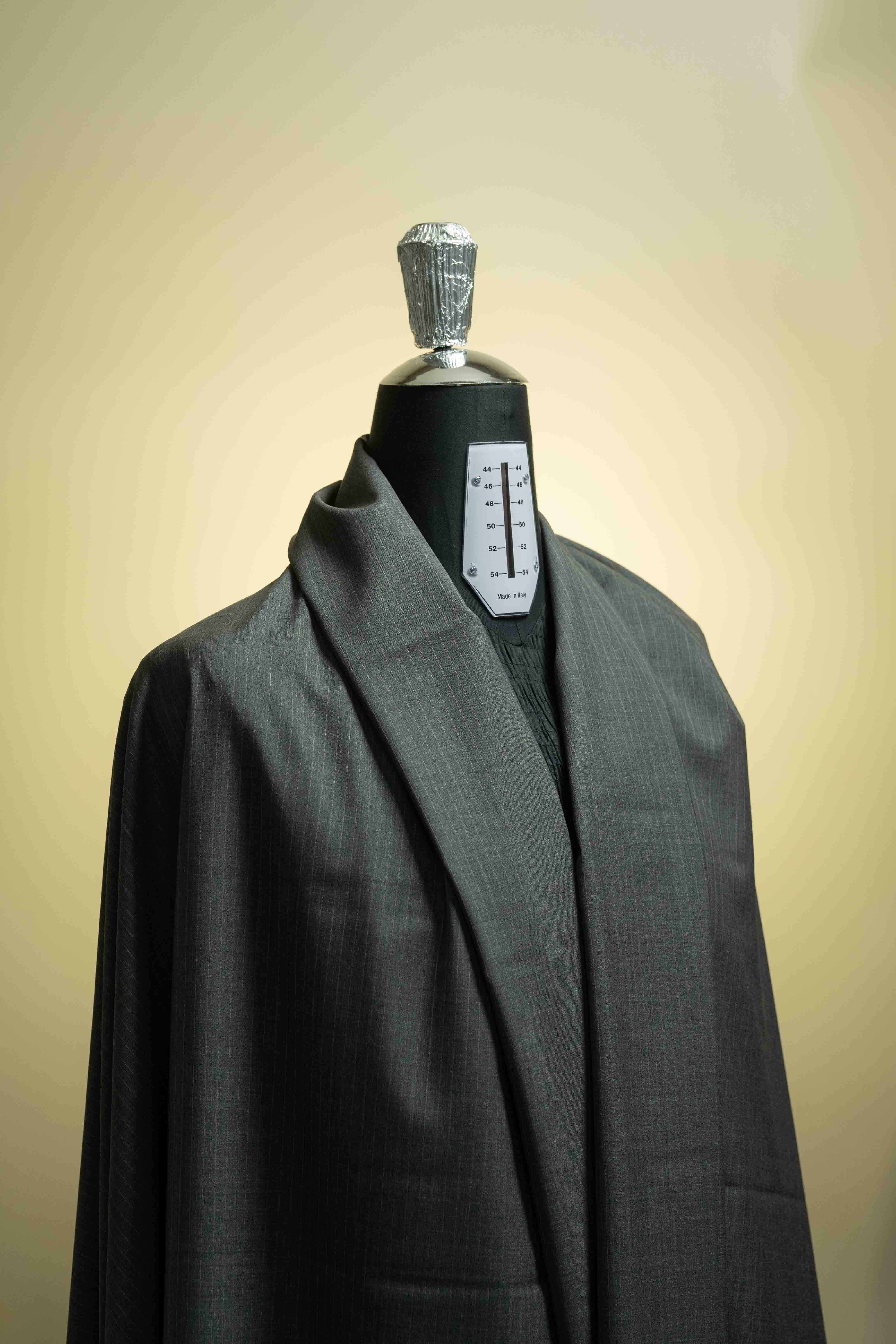 Grey Brown Stripe 130's Wool Suit Fabric (V23356) -3m