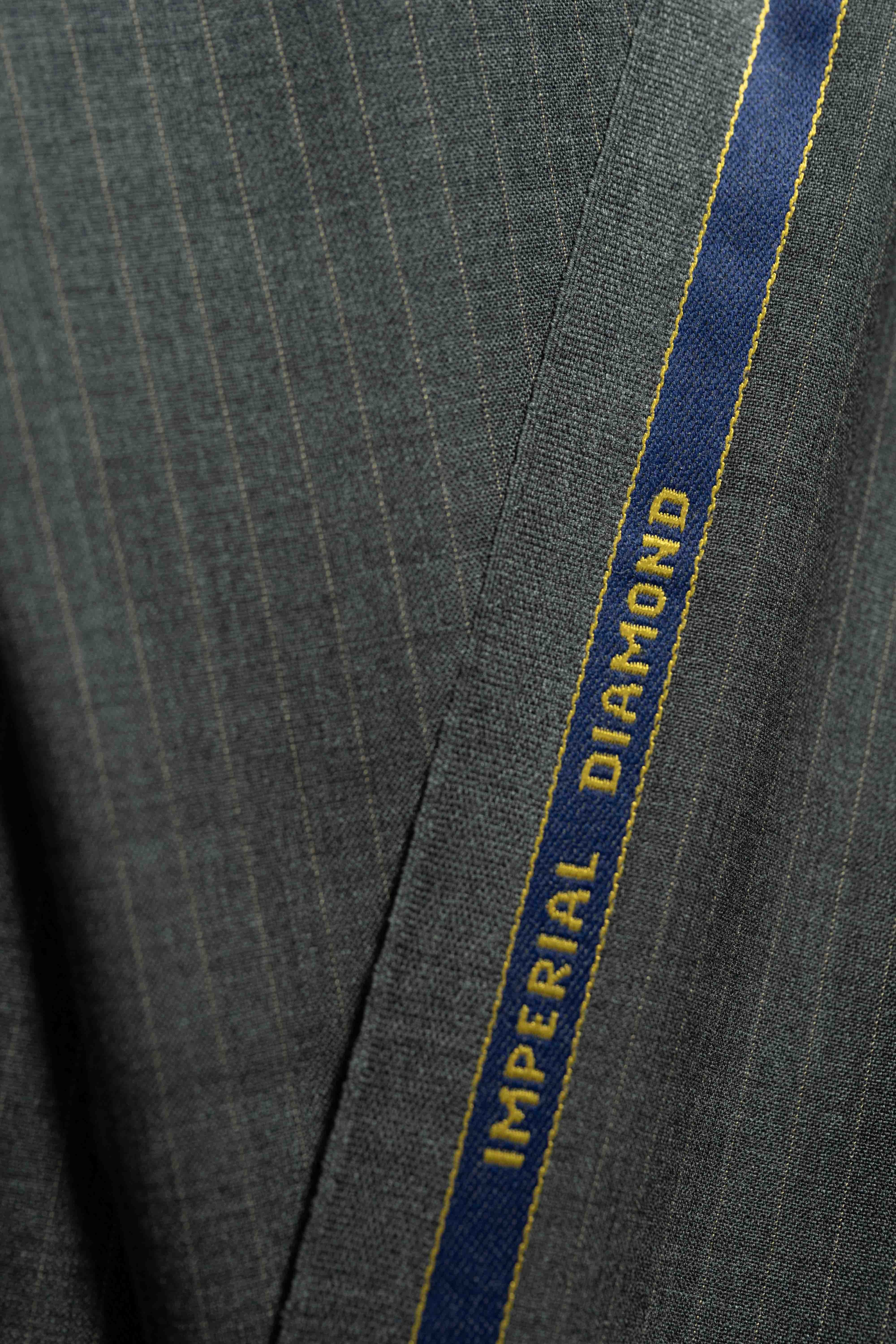 Grey Brown Stripe 130's Wool Suit Fabric (V23356) -3m