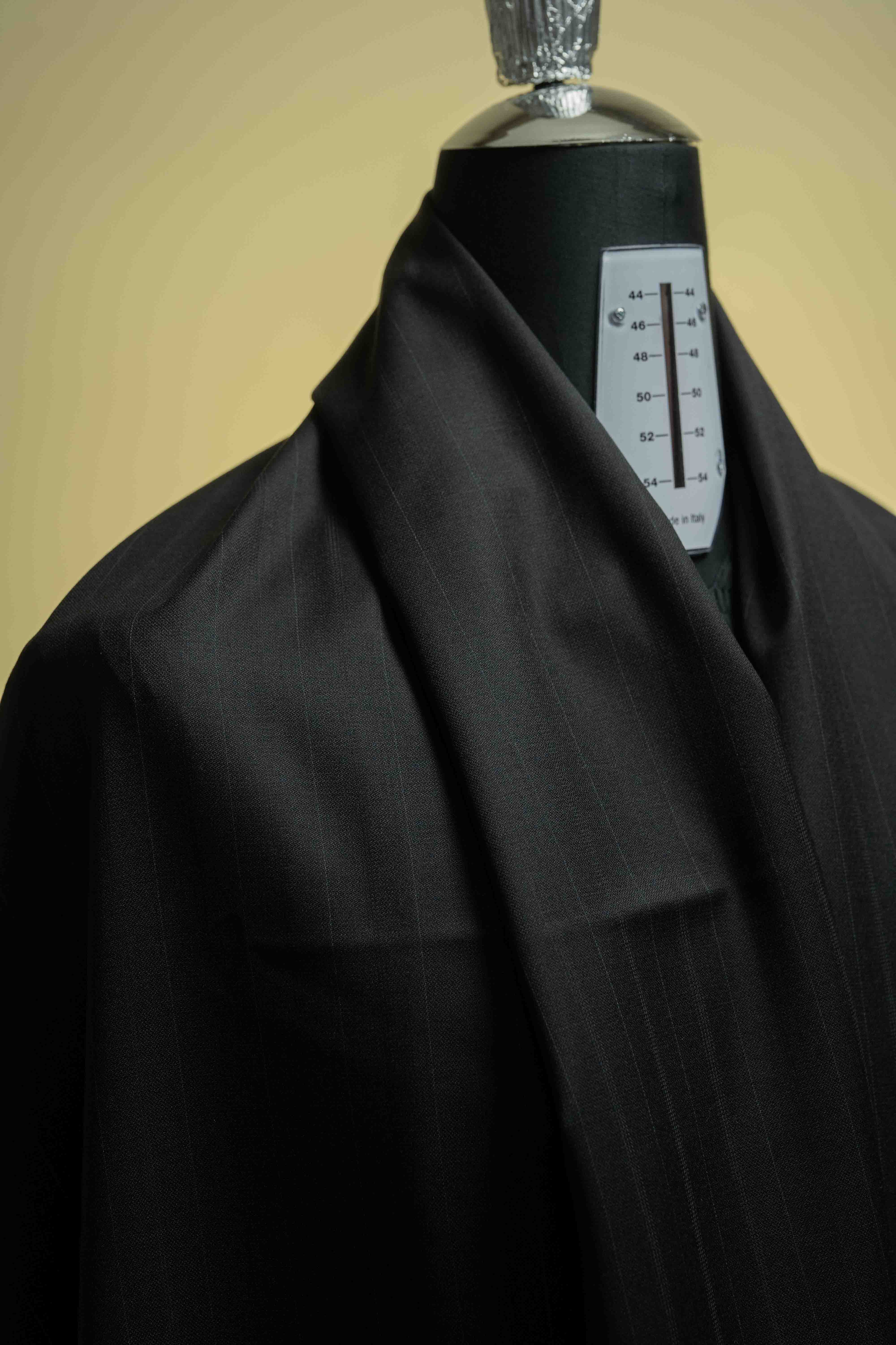 Valentino Garavani Black Stripe Wool Suit Fabric (V23337) -3m