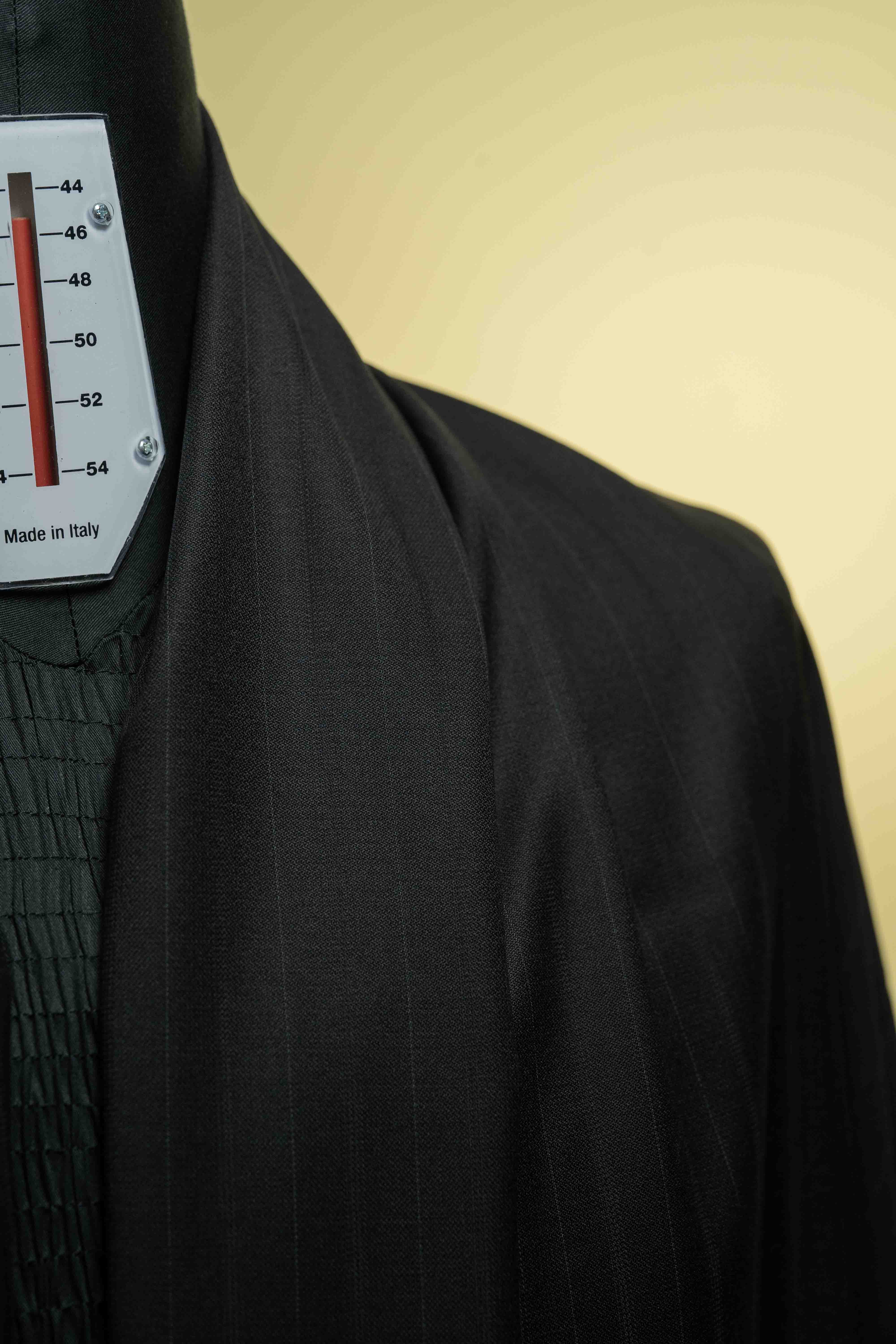 Valentino Garavani Black Stripe Wool Suit Fabric (V23337) -3m