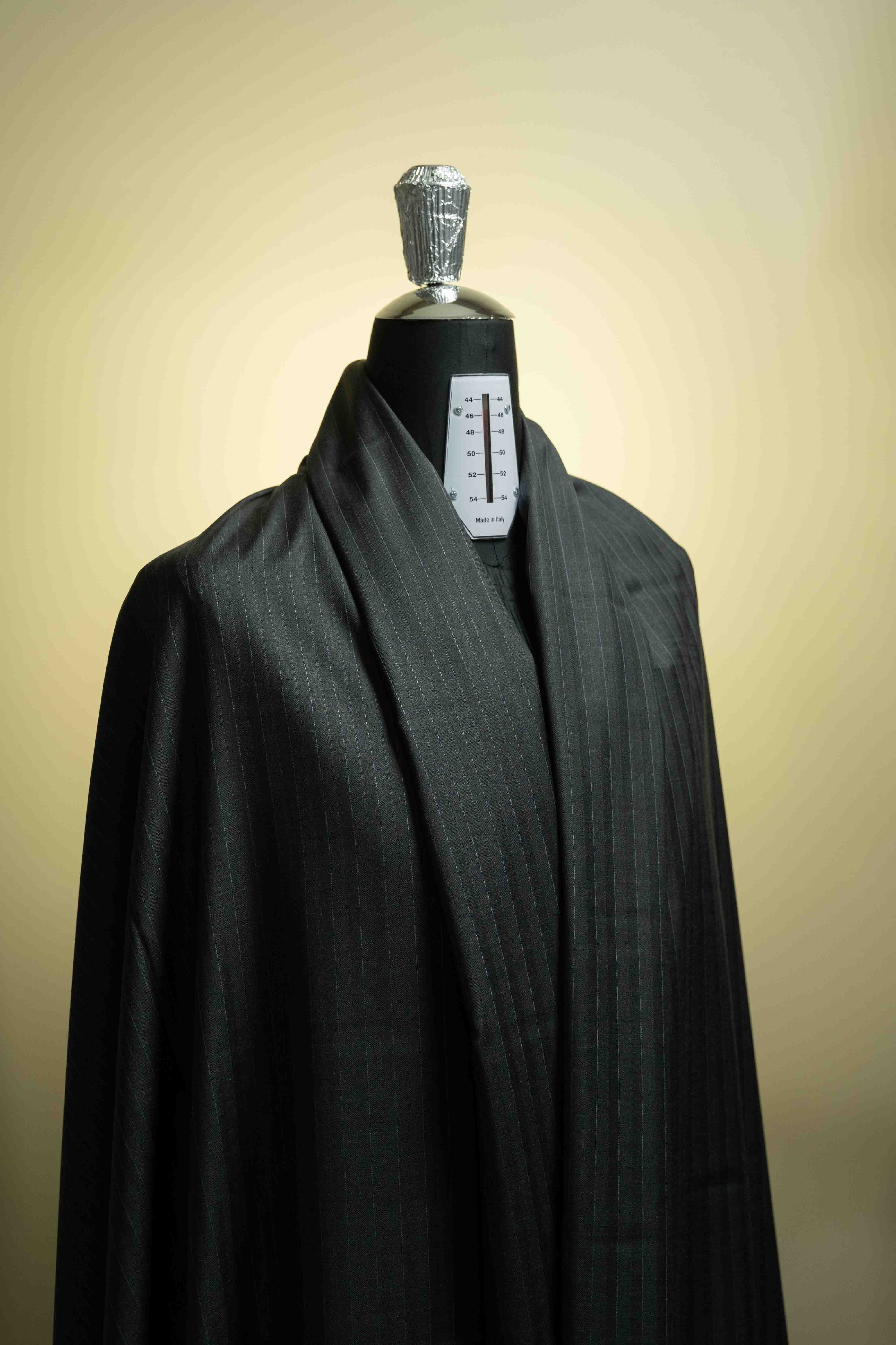 Charcoal Stripe 150's Wool & Cashmere Suit Fabric (V23358) -3m