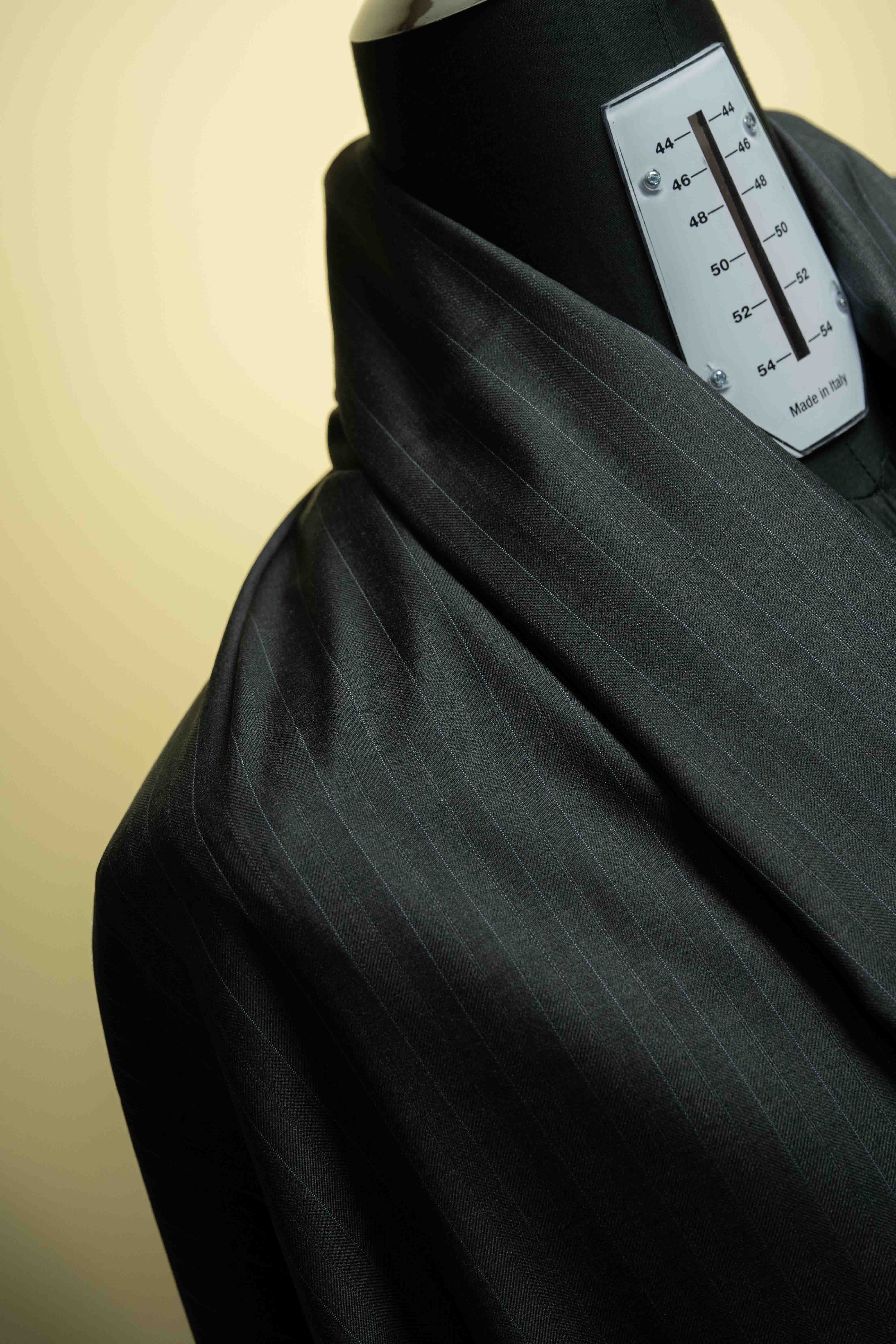 Charcoal Stripe 150's Wool & Cashmere Suit Fabric (V23358) -3m