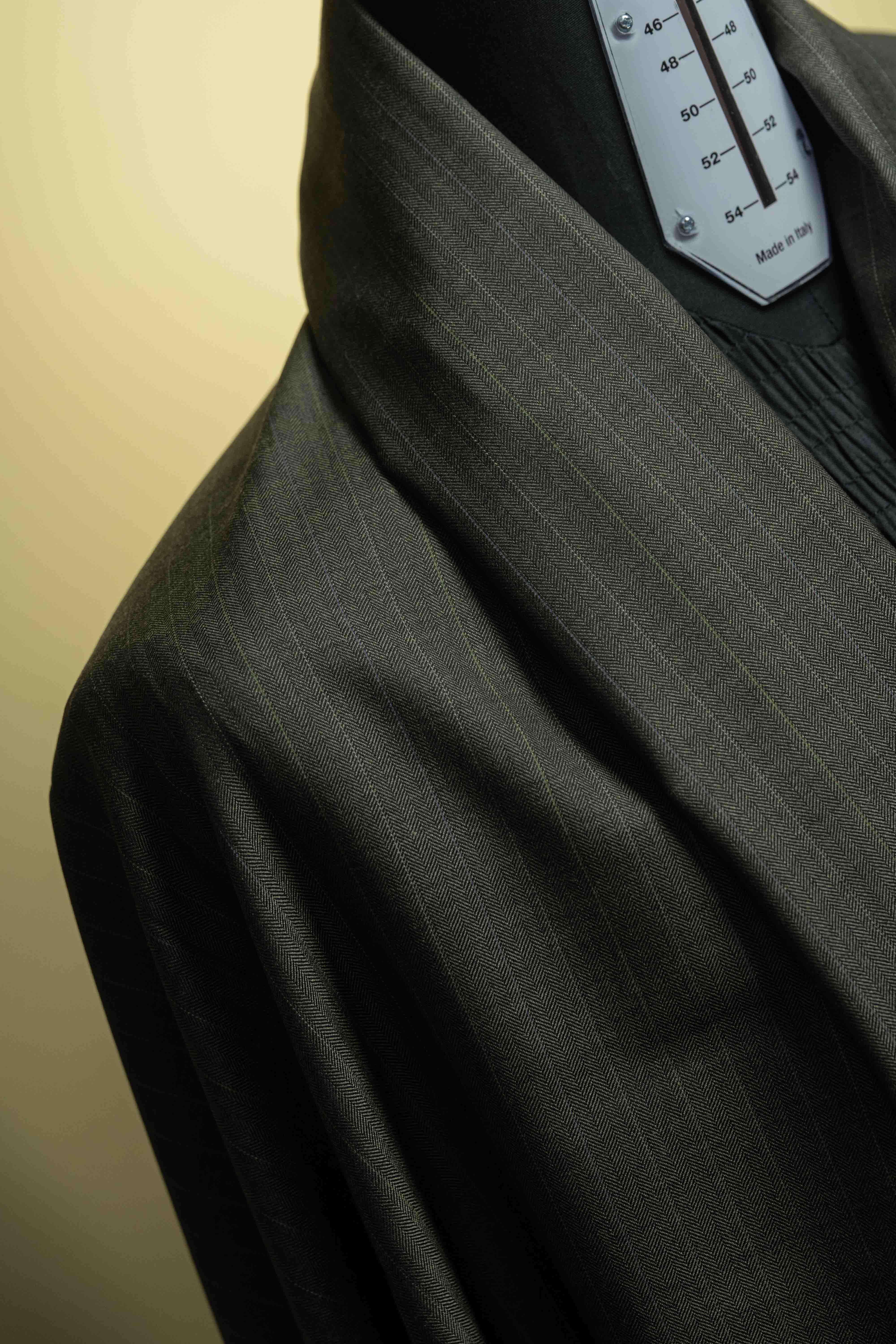 VBC Army Green Herringbone Wool Suit Fabric (V23361) -3.1m