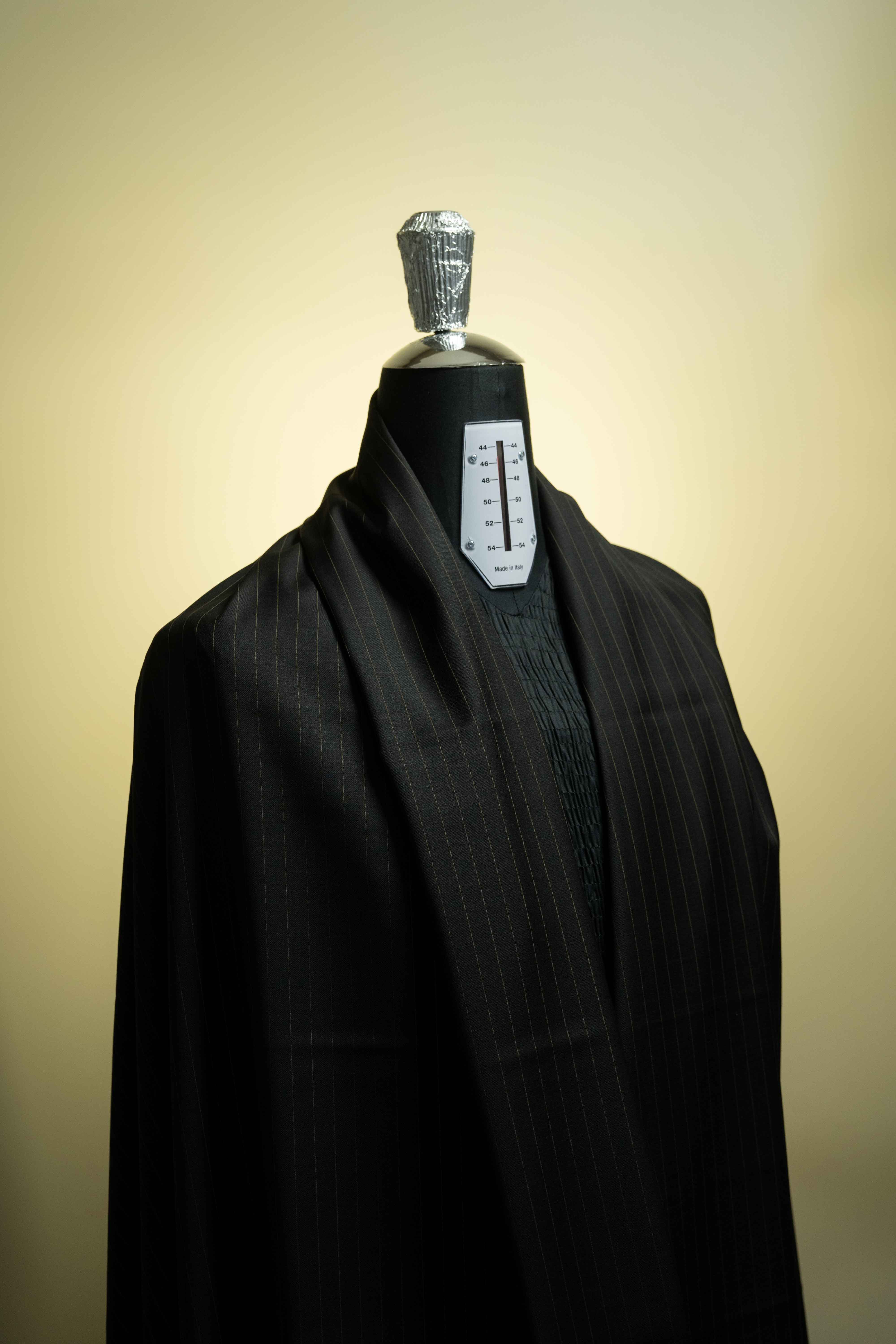 Black Brown Stripe 150's Wool & Cashmere Suit Fabric (V23363) -3m