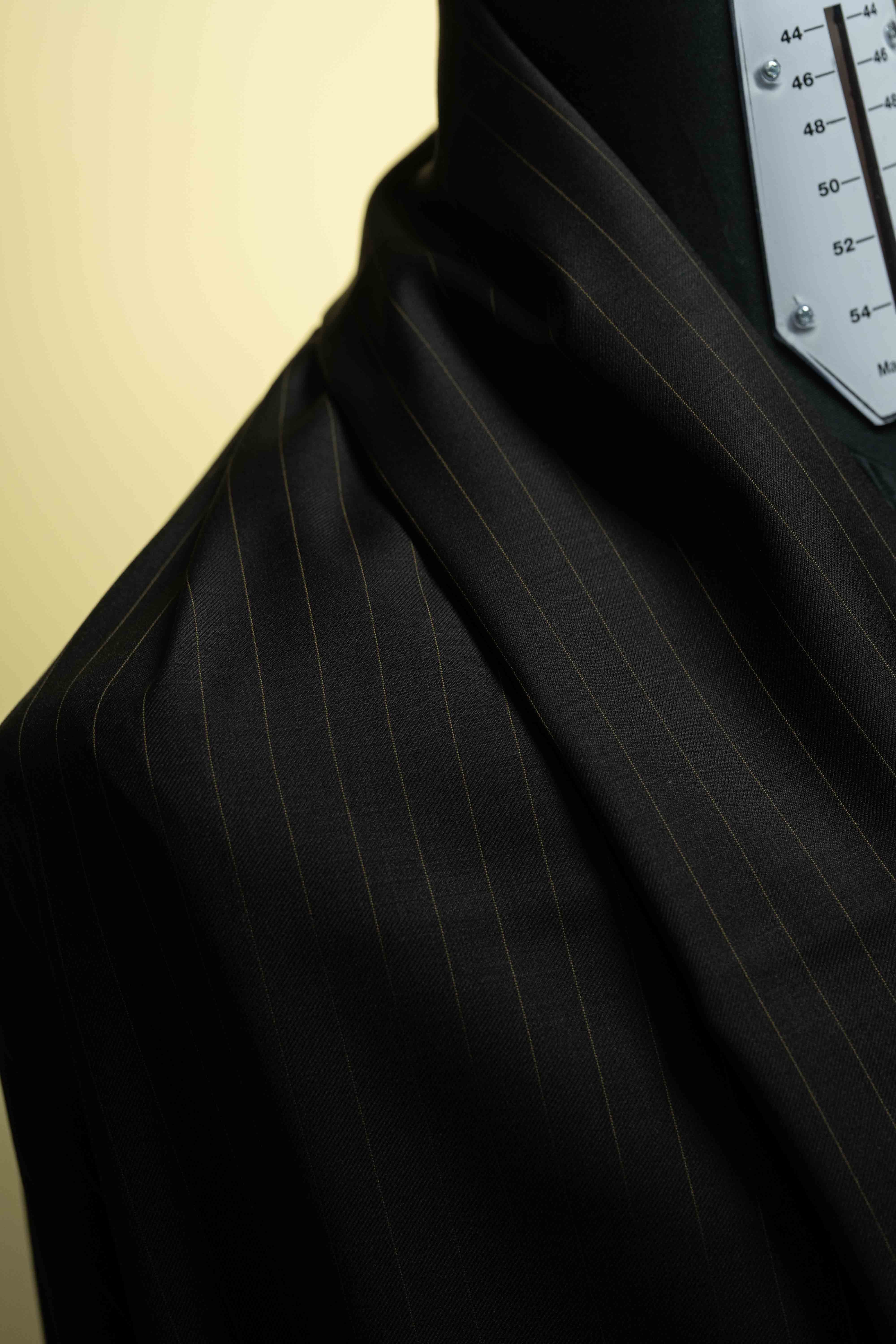 Black Brown Stripe 150's Wool & Cashmere Suit Fabric (V23363) -3m