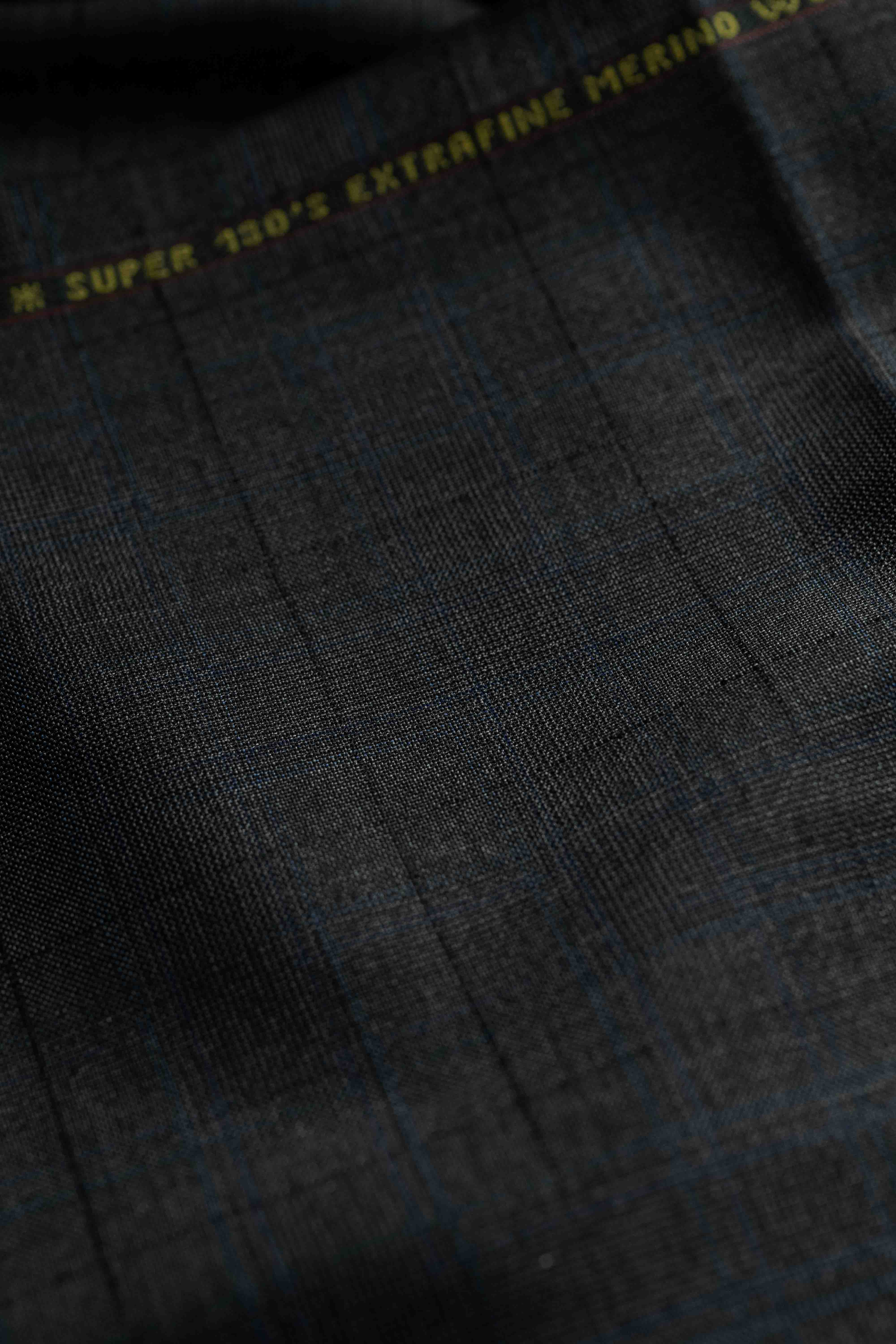 Loro Piana Charcoal Blue Check 130's Merino Wool Suit Fabric (GC39635)-1.9m