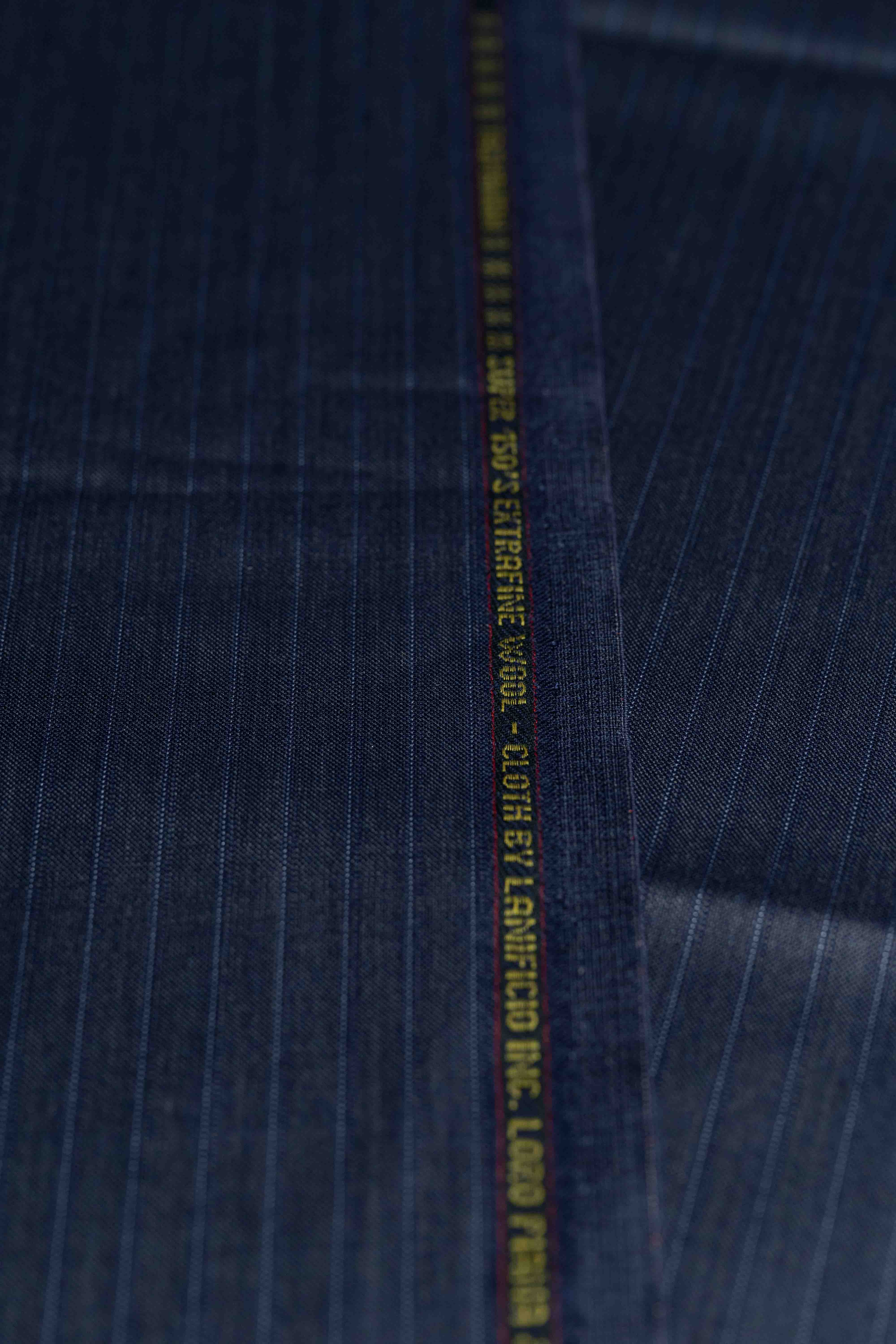 Loro Piana Blue Stripe Tasmanian 150's Wool Suit Fabric (GC39034)-1.9m