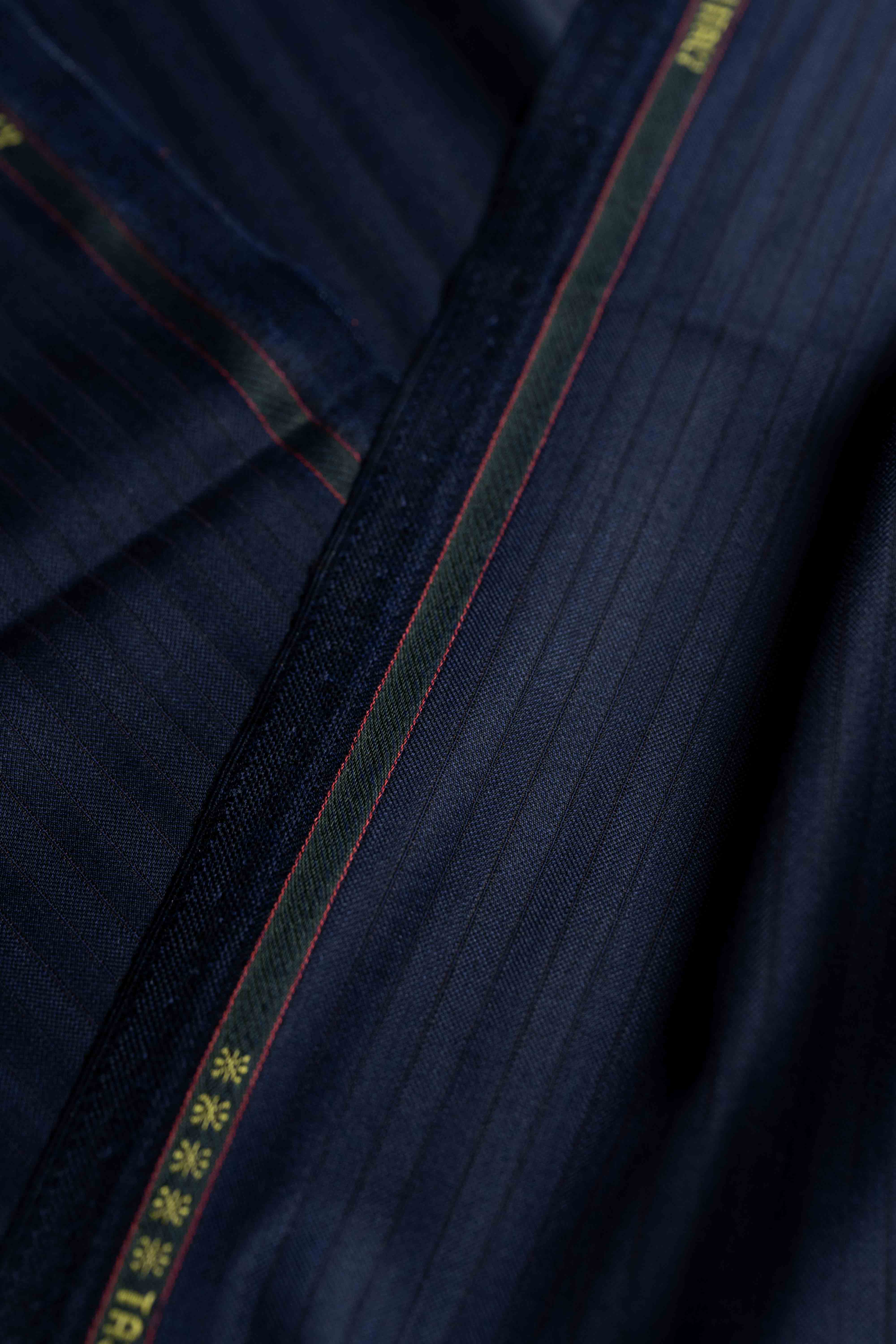 Loro Piana Midnight Blue Stripe Tasmanian 150's Wool Suit Fabric (GC39307)-1.9m