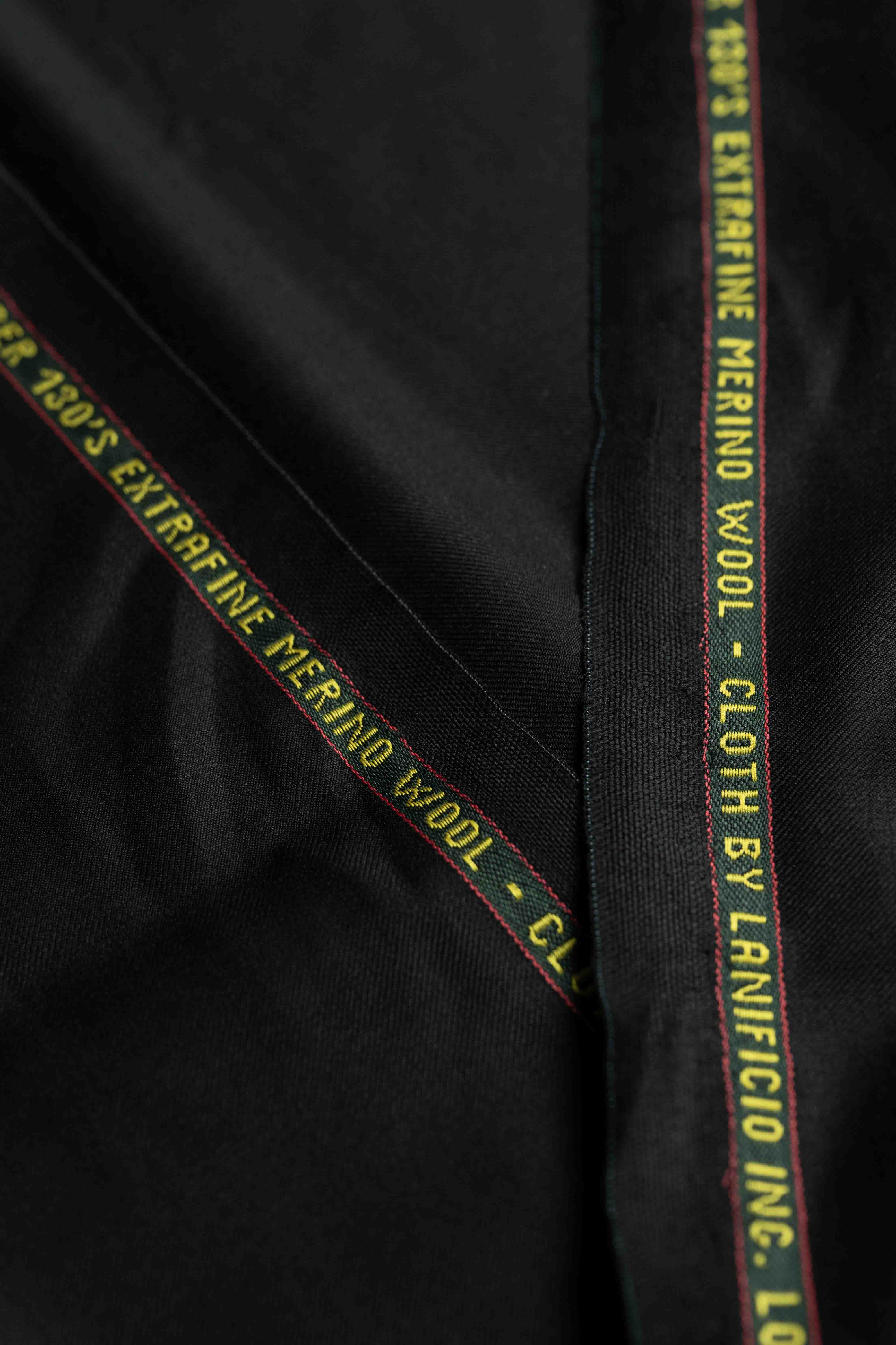 Loro Piana Black 130's Merino Wool Suit Fabric (GC38385)-1.85m