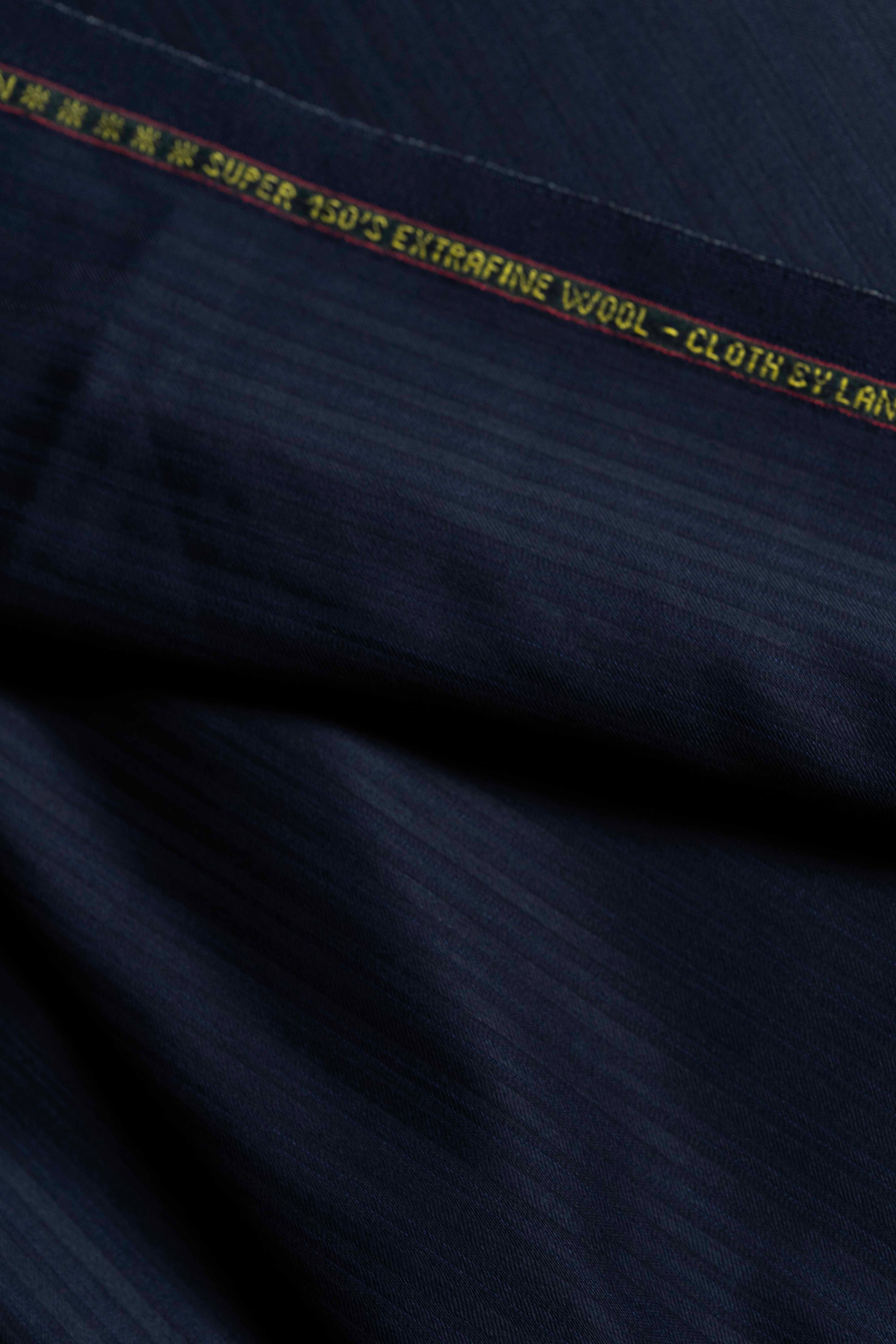 Loro Piana Midnight Blue Stripe 150's Wool Suit Fabric (GC39340)-1.9m