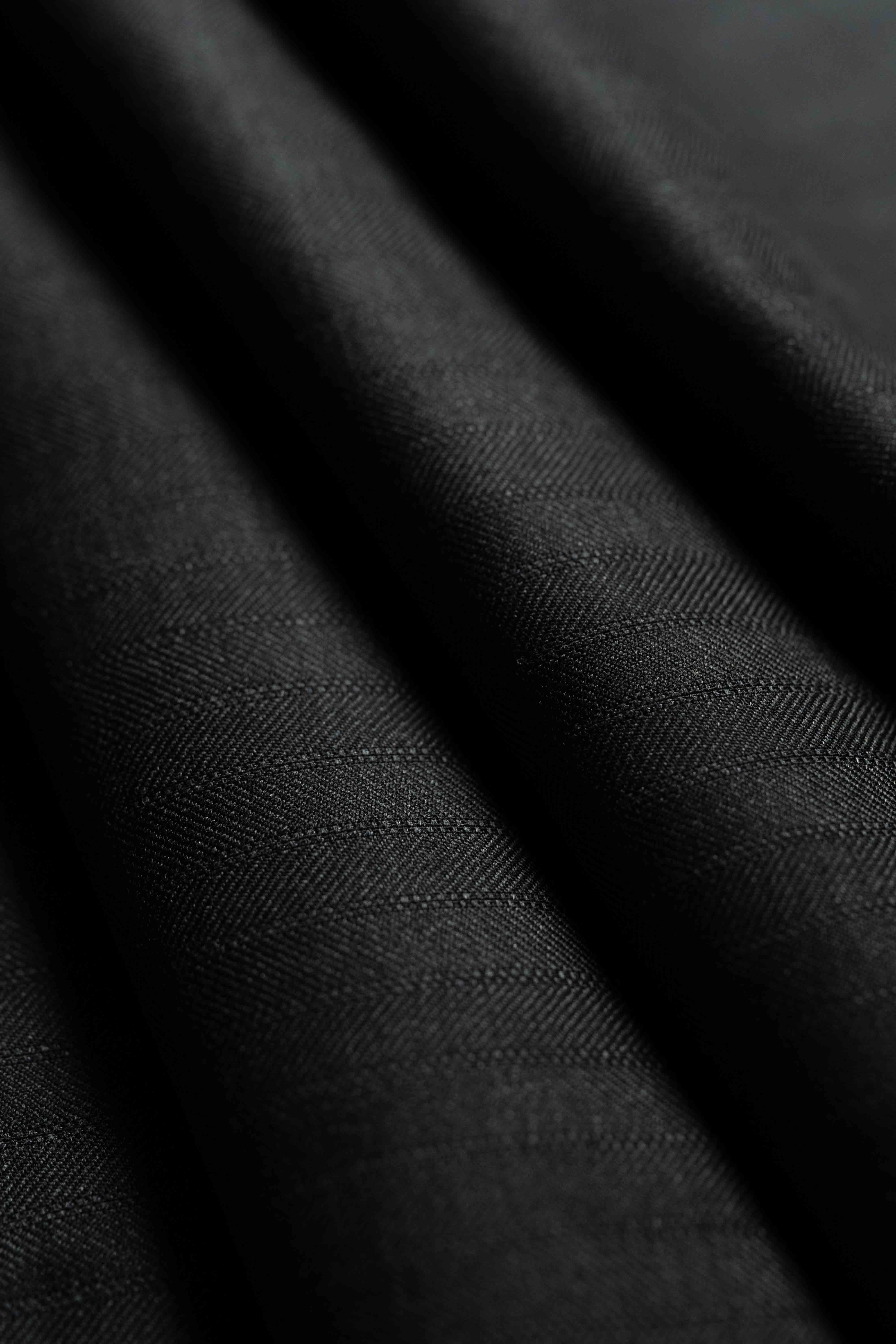 Loro Piana Black Herringbone 120's Merino Wool Suit Fabric (GC38766)-1.9m