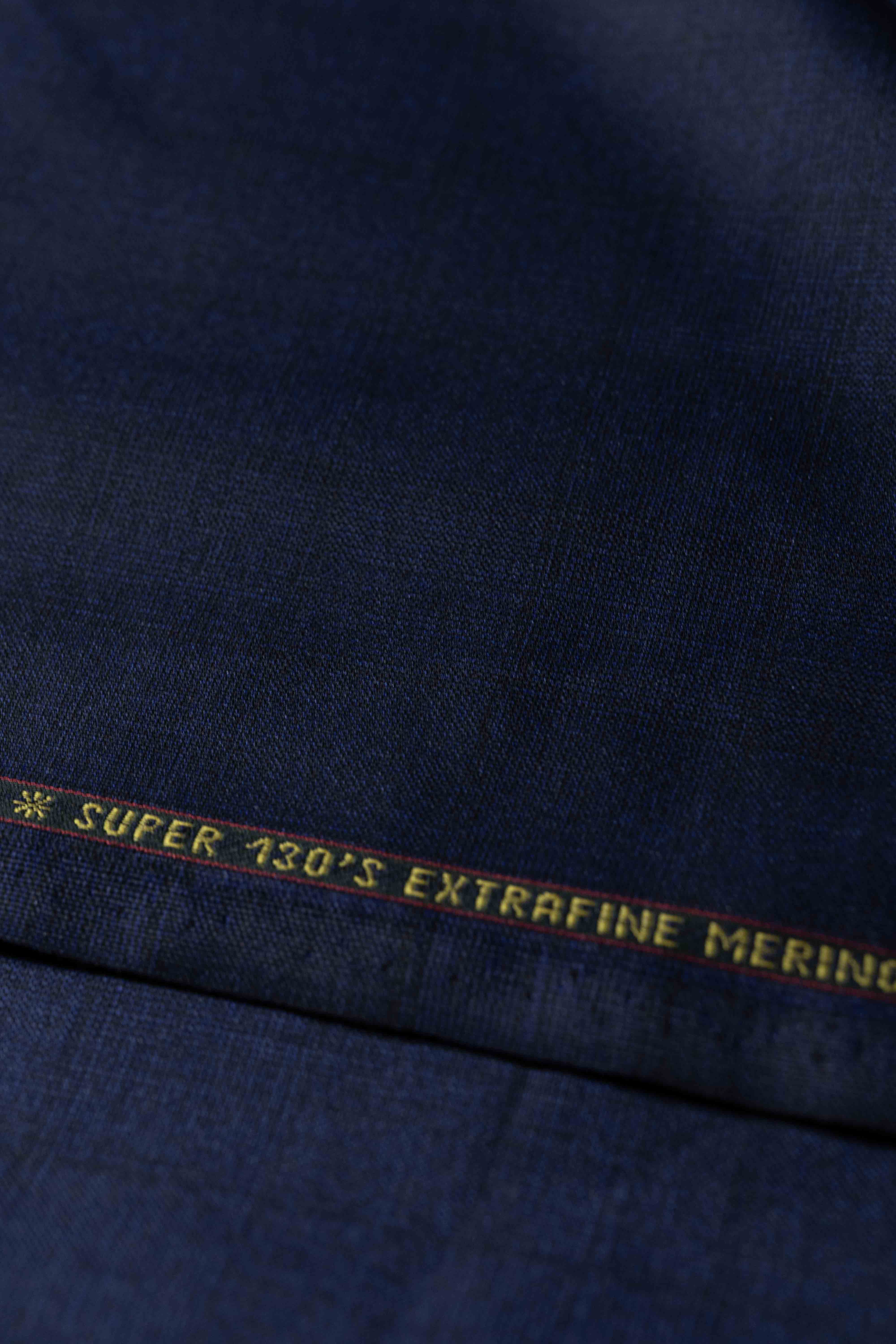 Loro Piana Dark Blue Check 130's Merino Wool Suit Fabric (GC39632)-1.9m