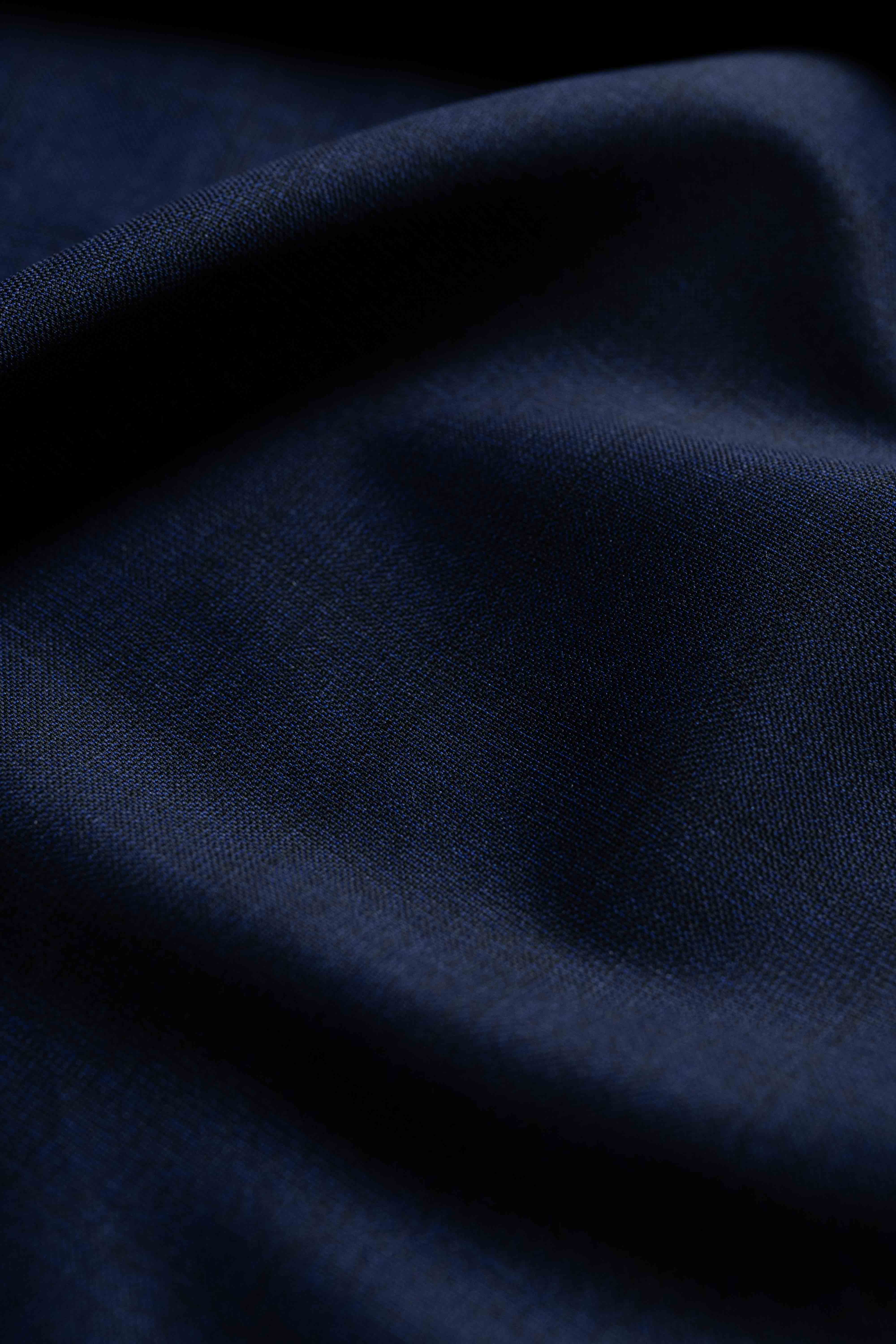 Loro Piana Dark Blue Check 130's Merino Wool Suit Fabric (GC39632)-1.9m