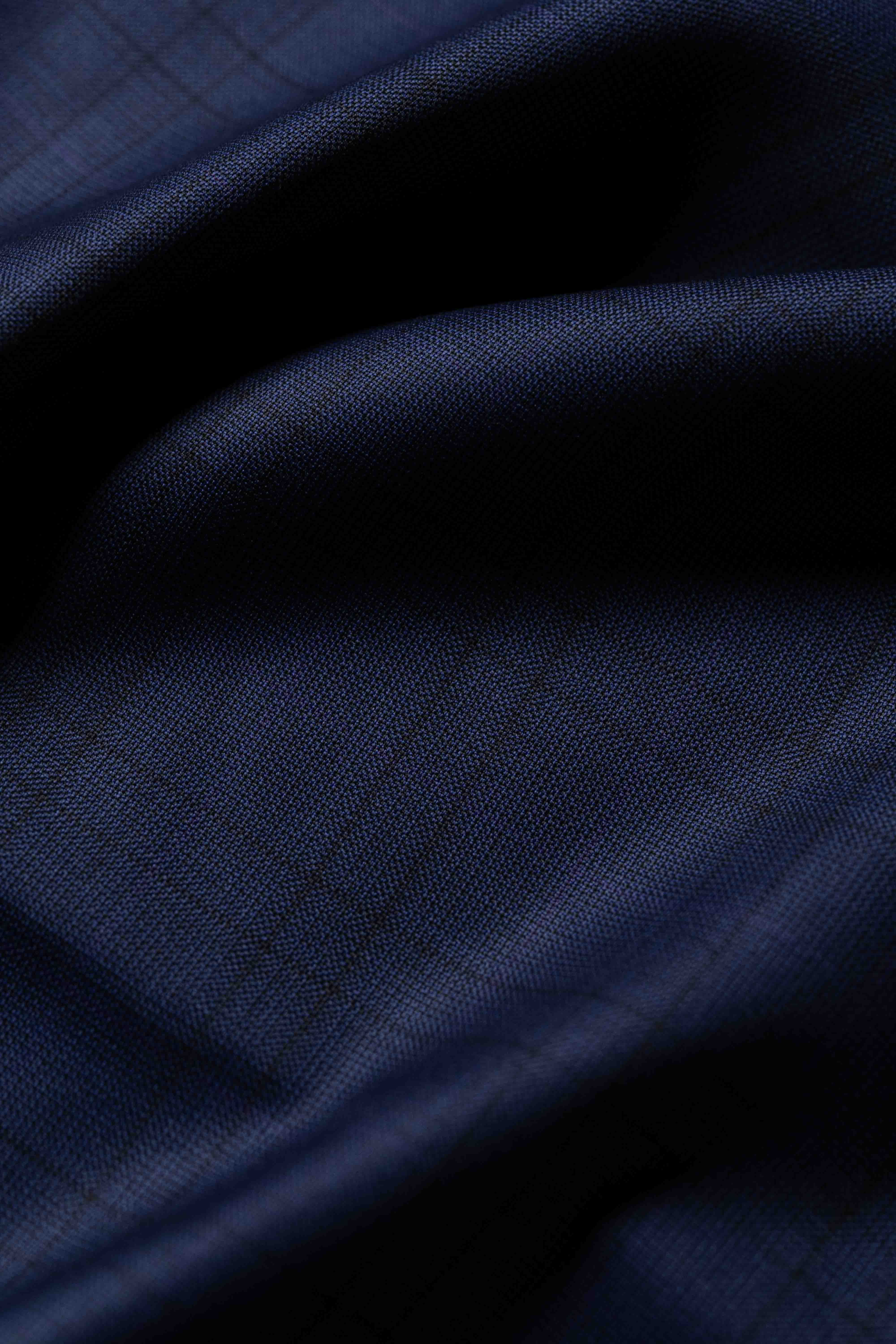 Loro Piana Blue Check 130's Merino Wool Suit Fabric (GC39633)-1.9m