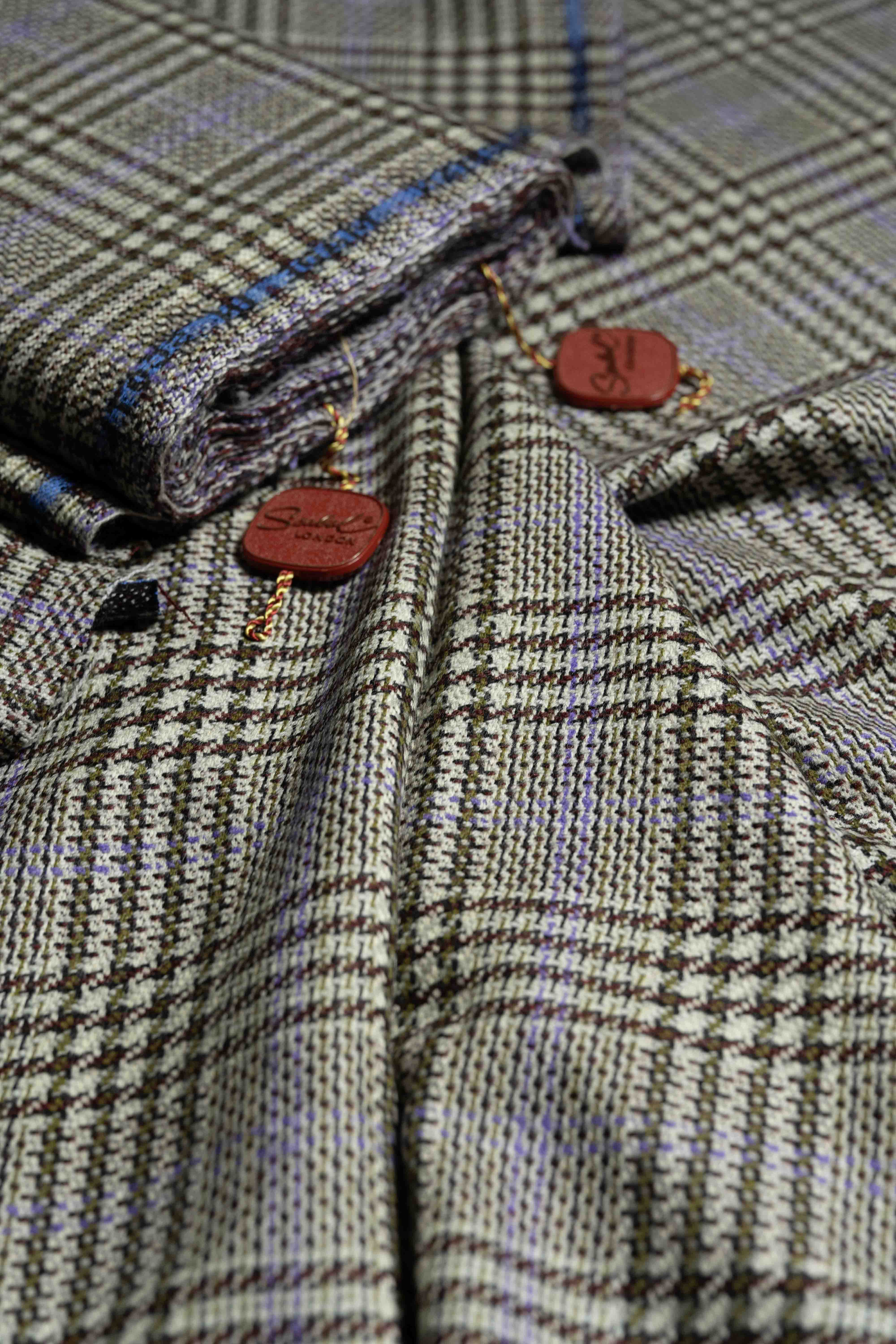 Scabal Purple Windowpane Suit Fabric(V23282)