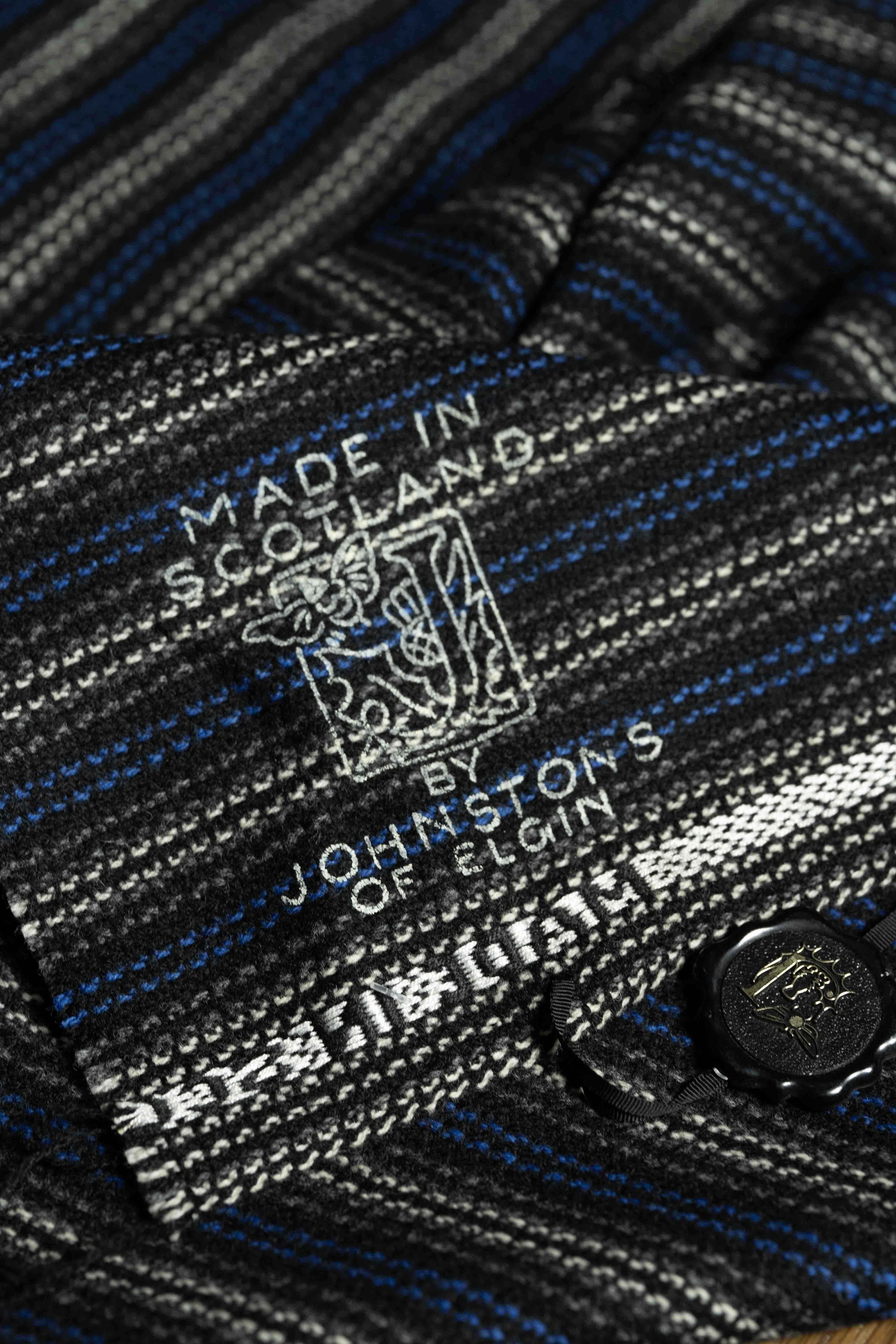 Johnstons of Elgin Blue Stripe Wool Suit Fabric (SA-1106)-1.8m