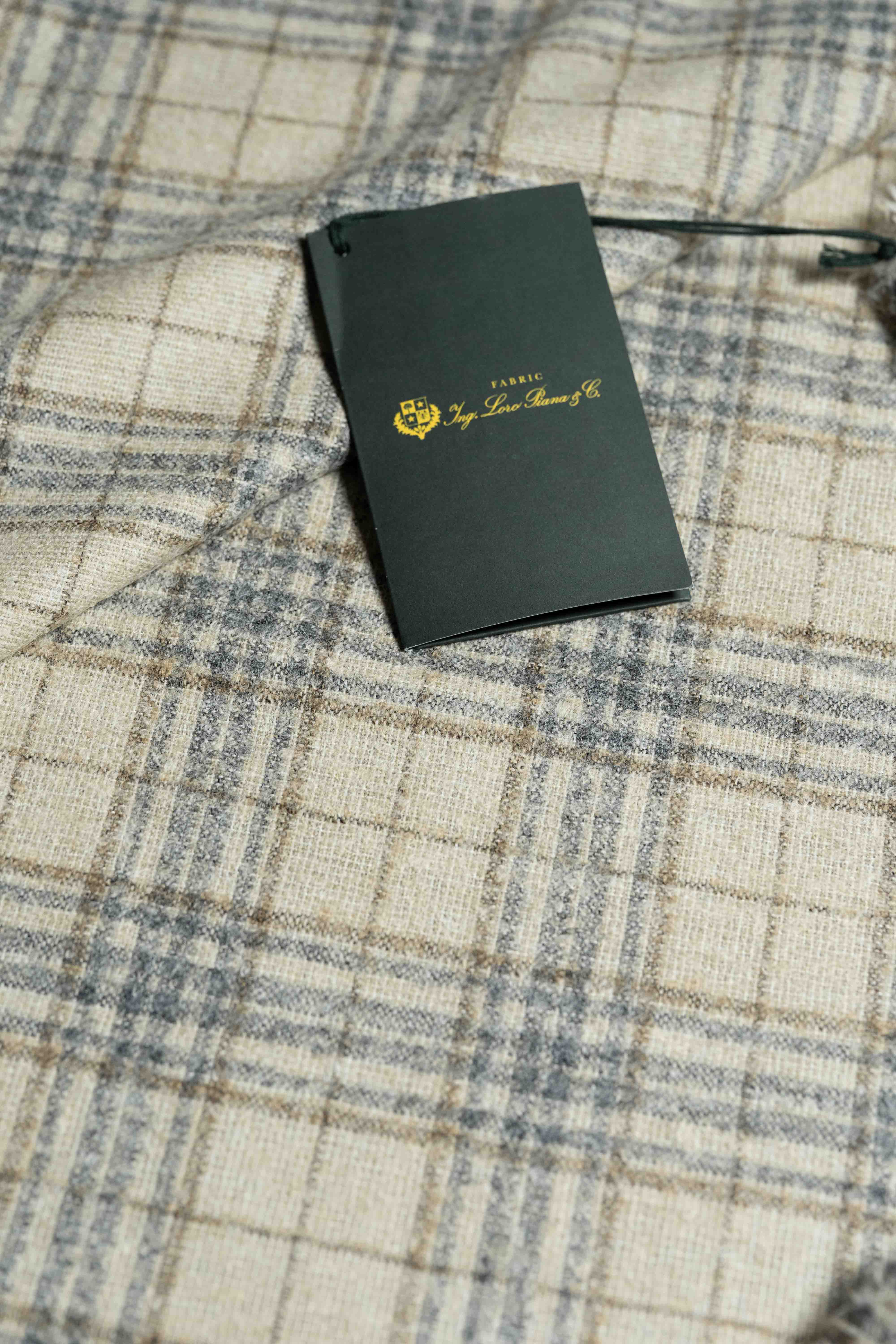 Loro Piana Beige Check Alpaca Wool Suit Fabric (N767050)-2.45m