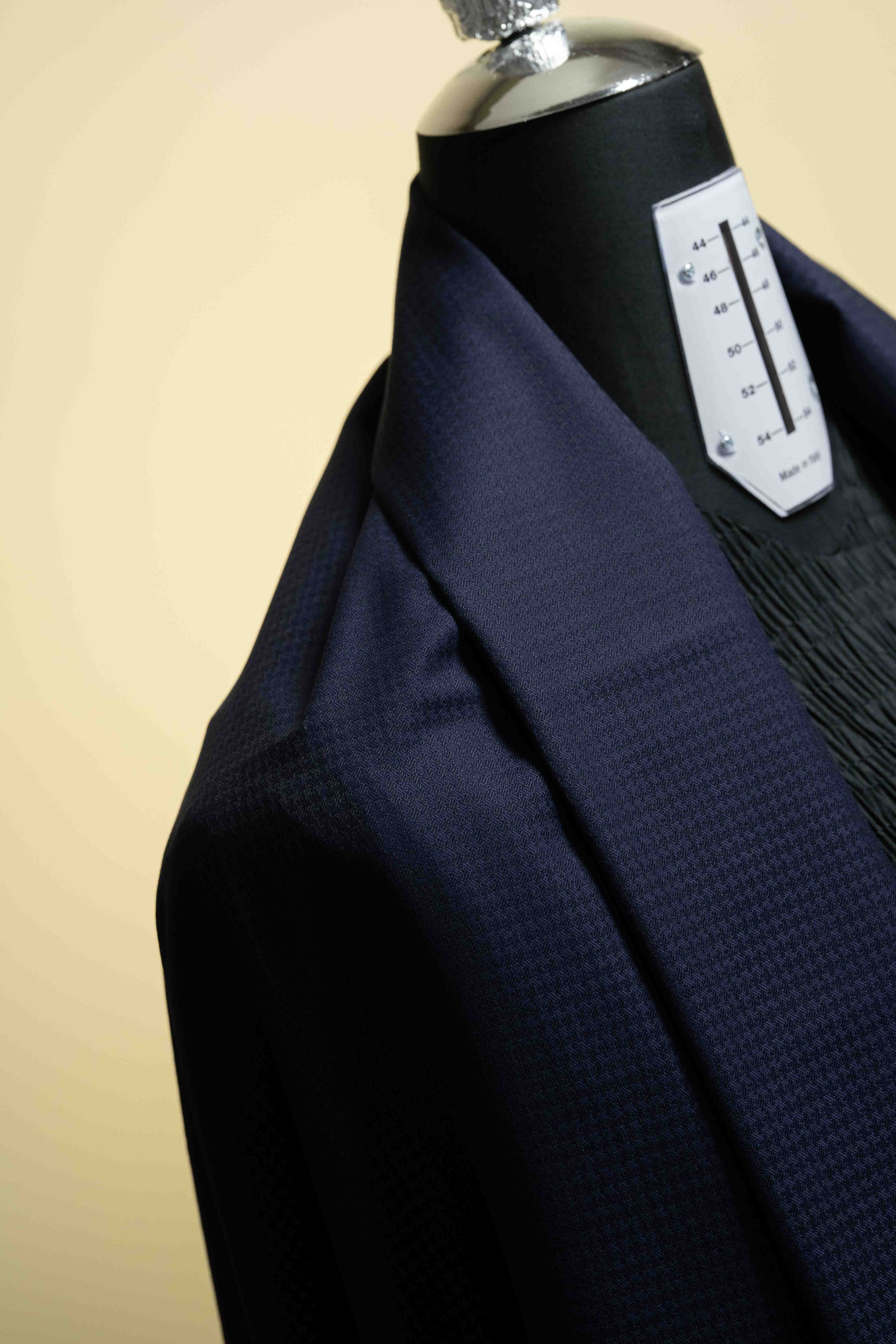 Navy Wool & Cotton Suit Fabric (V23036) -2.75m