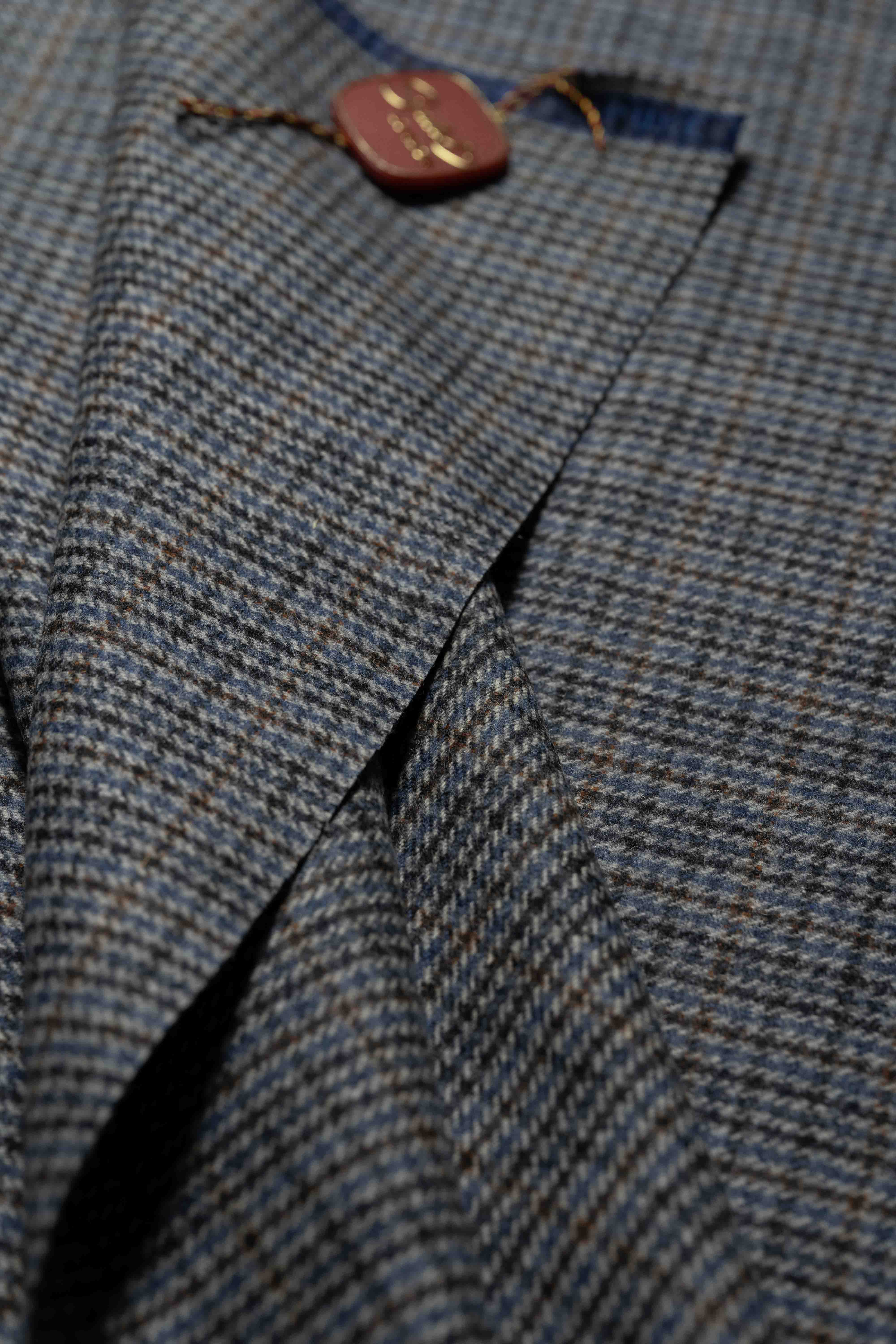Scabal Check Pure Lambswool Suit Fabric (SA-1110) close-up view, showcasing intricate pattern and texture.