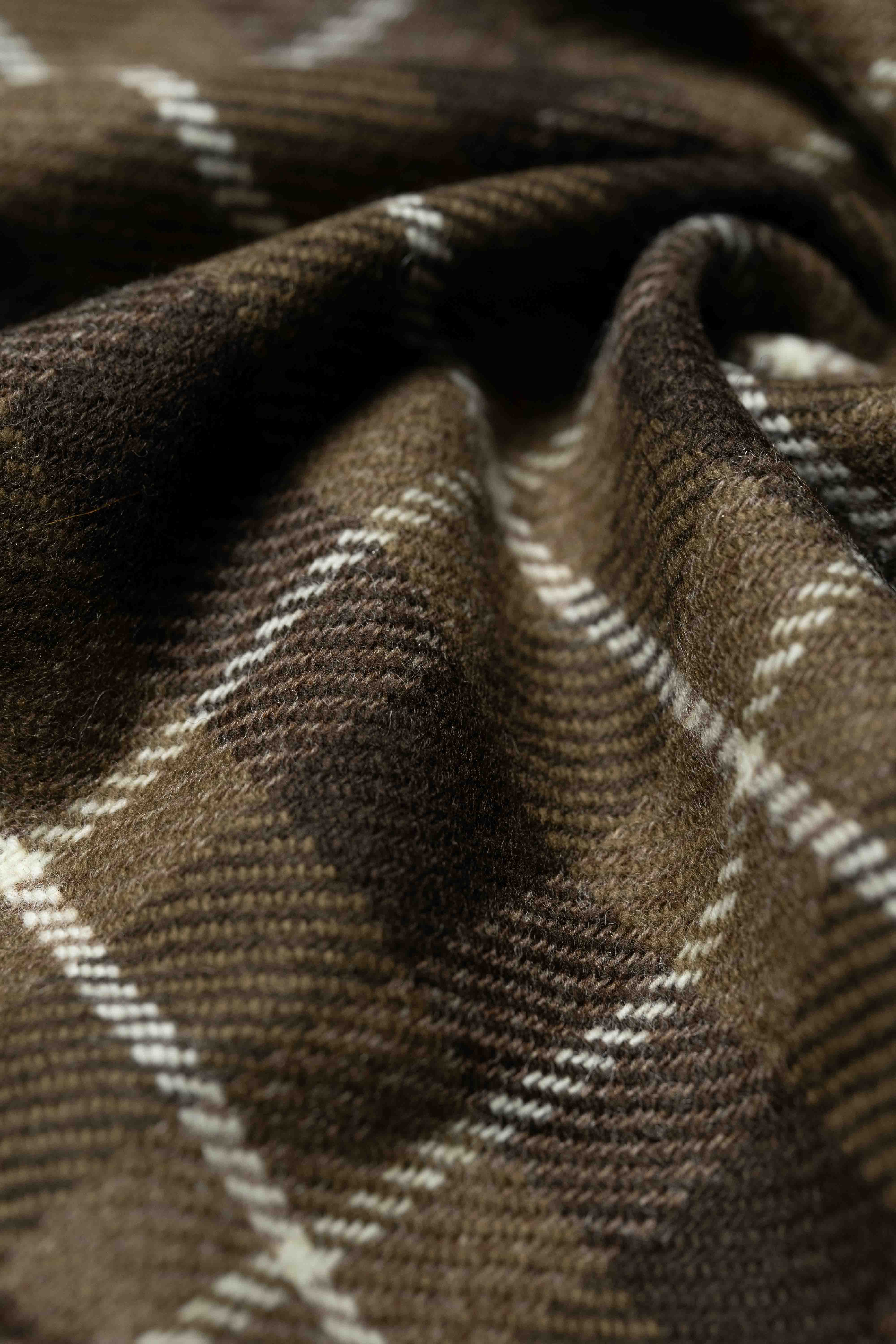 Lambswool Suit Fabric in Brown Check (SA-1112) showcasing the intricate pattern and texture of the fabric.