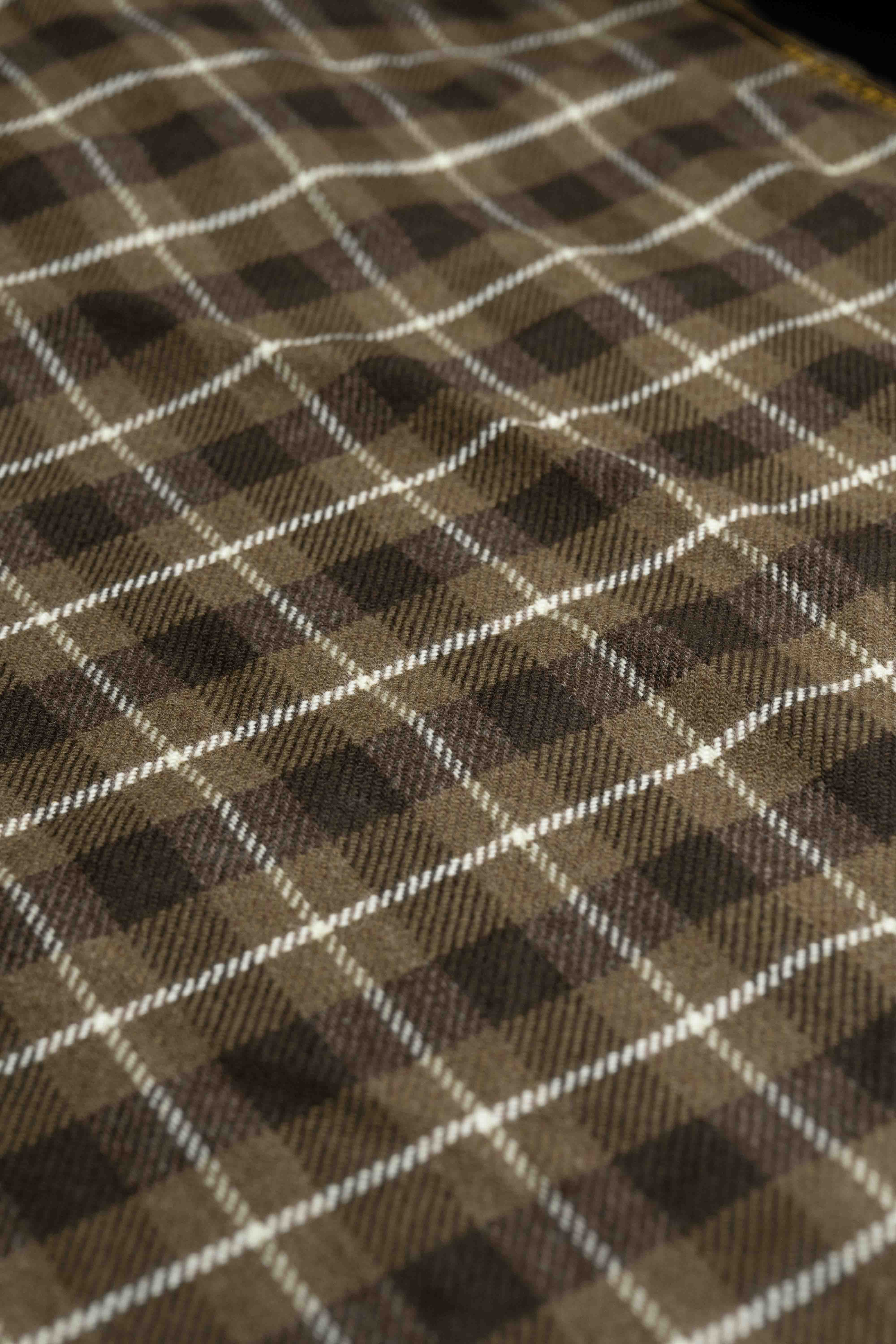 Lambswool Suit Fabric in Brown Check (SA-1112) showing textured brown check pattern for suit making.