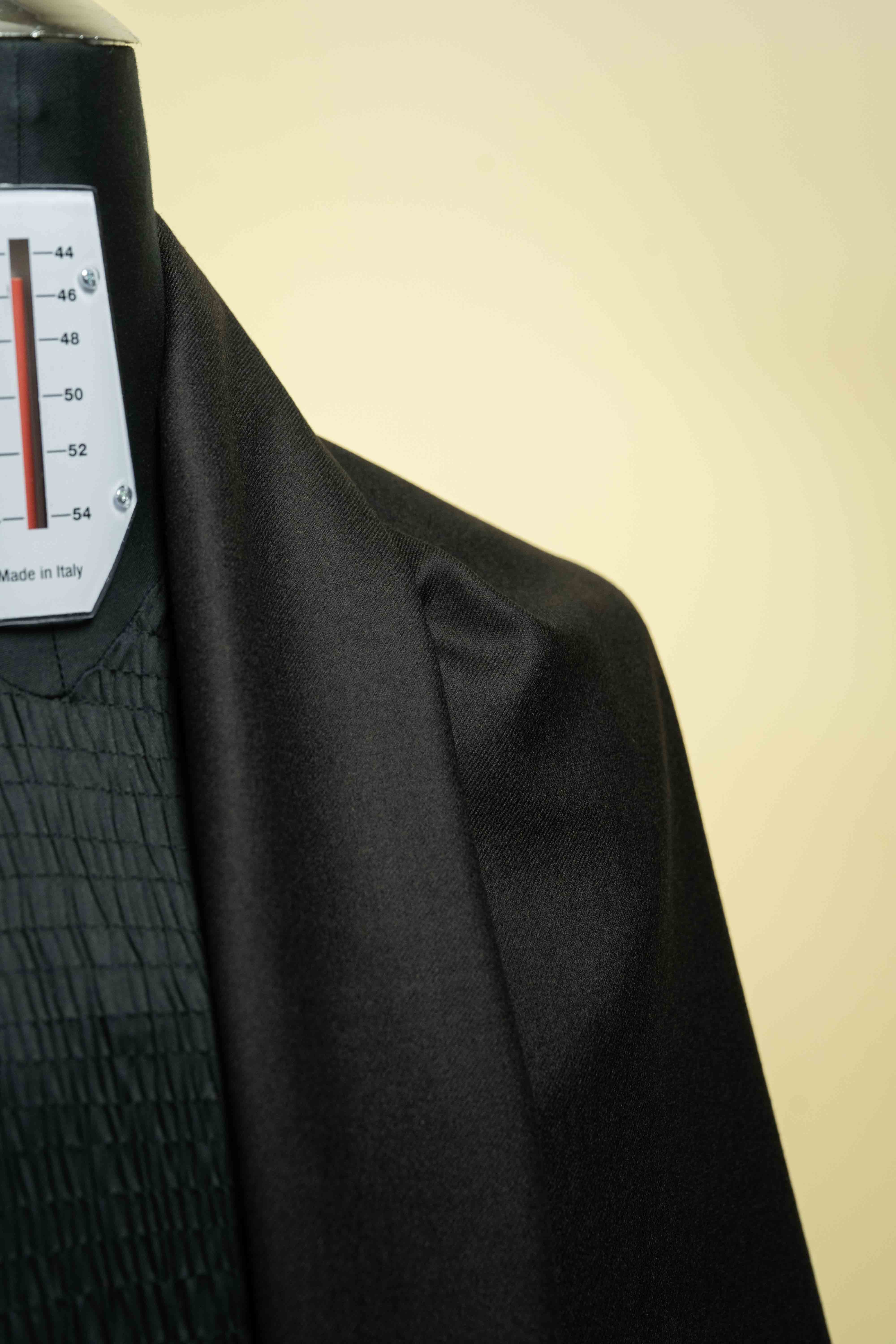 Men Suit Fabric in Black Twill Merino Mink Cashmere & Guanaco -1.8m