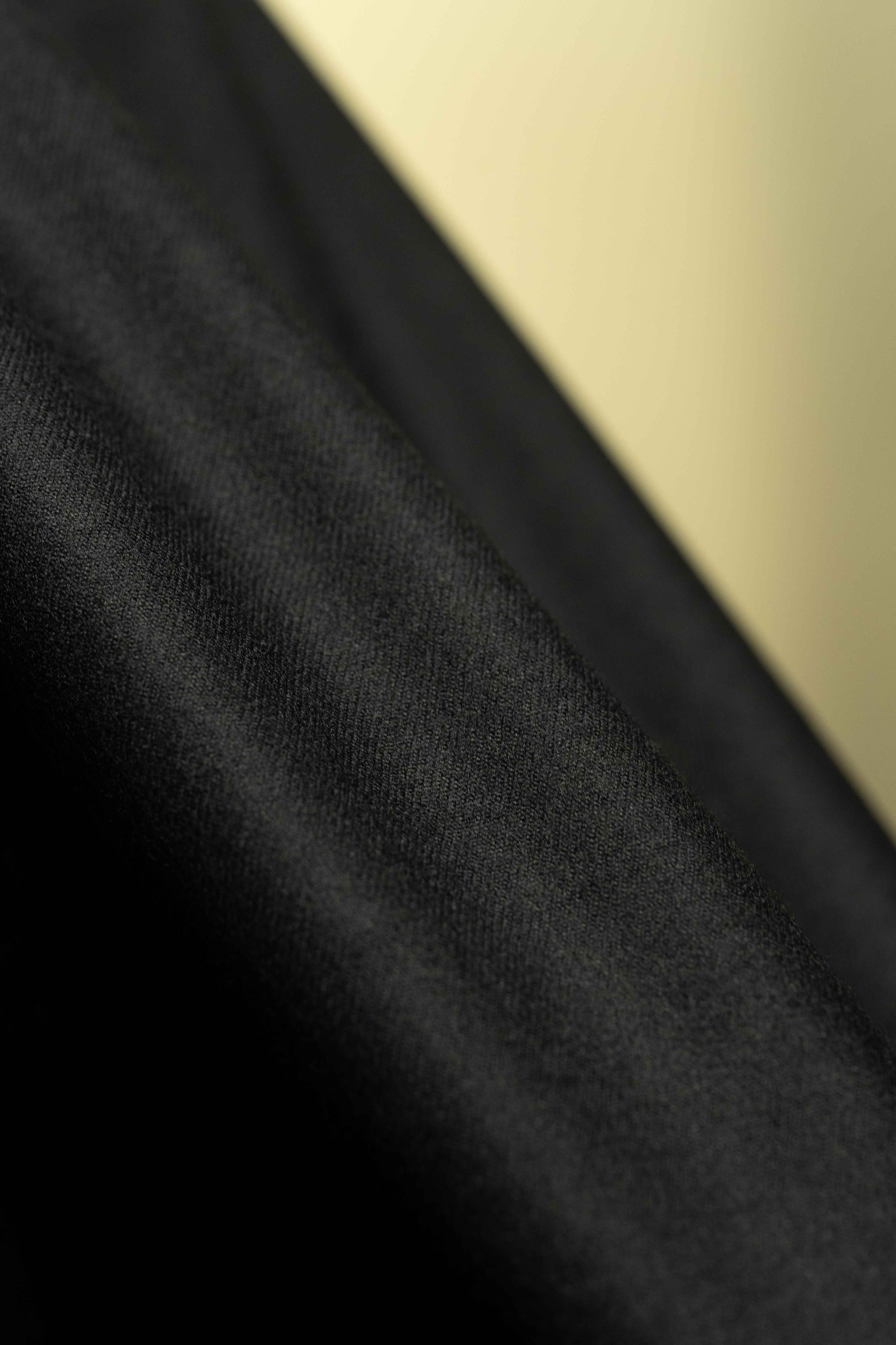 Men Suit Fabric in Black Twill Merino Mink Cashmere & Guanaco -1.8m