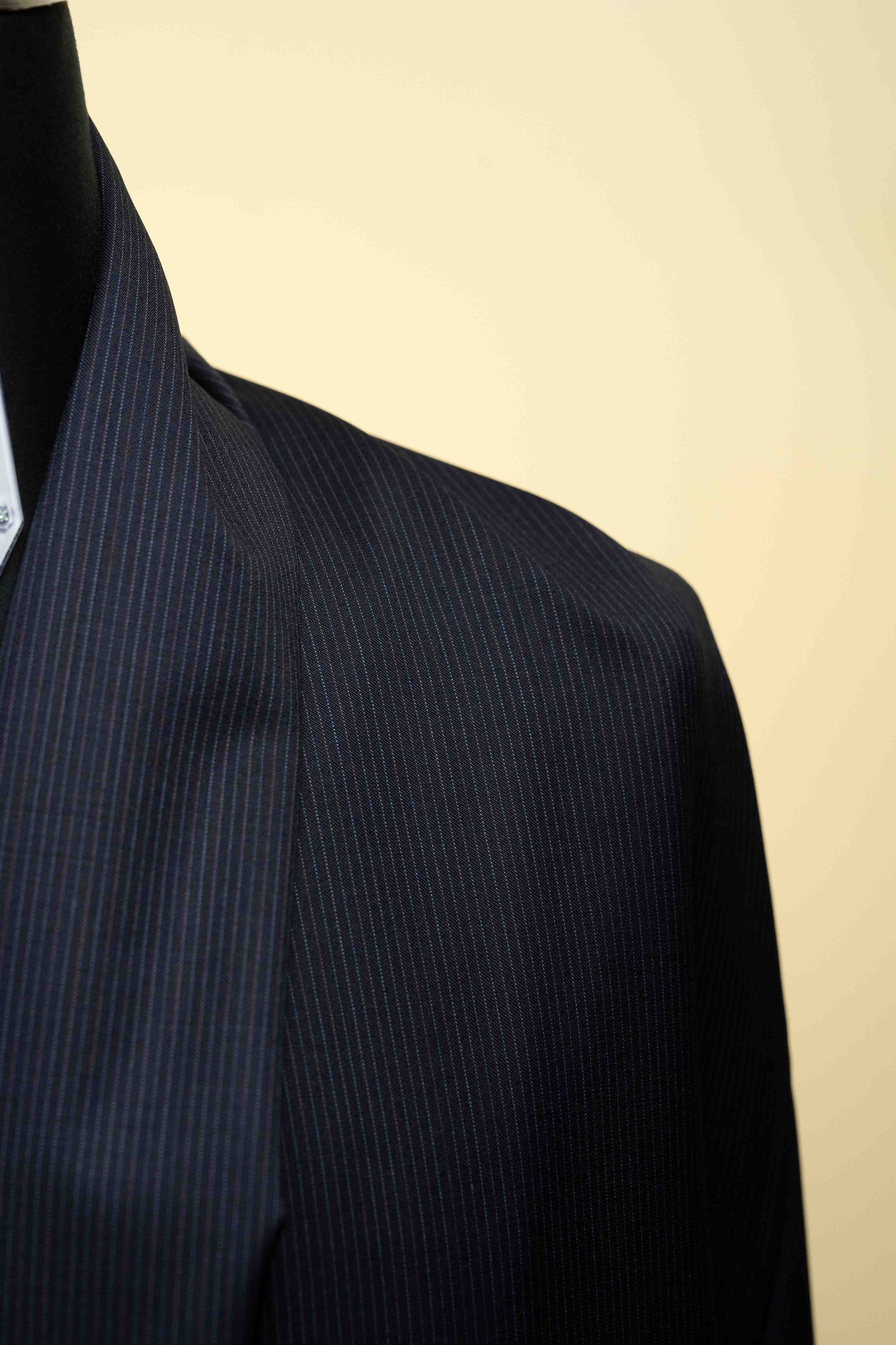 Dark Navy Stripe Wool Suit Fabric -3.7m
