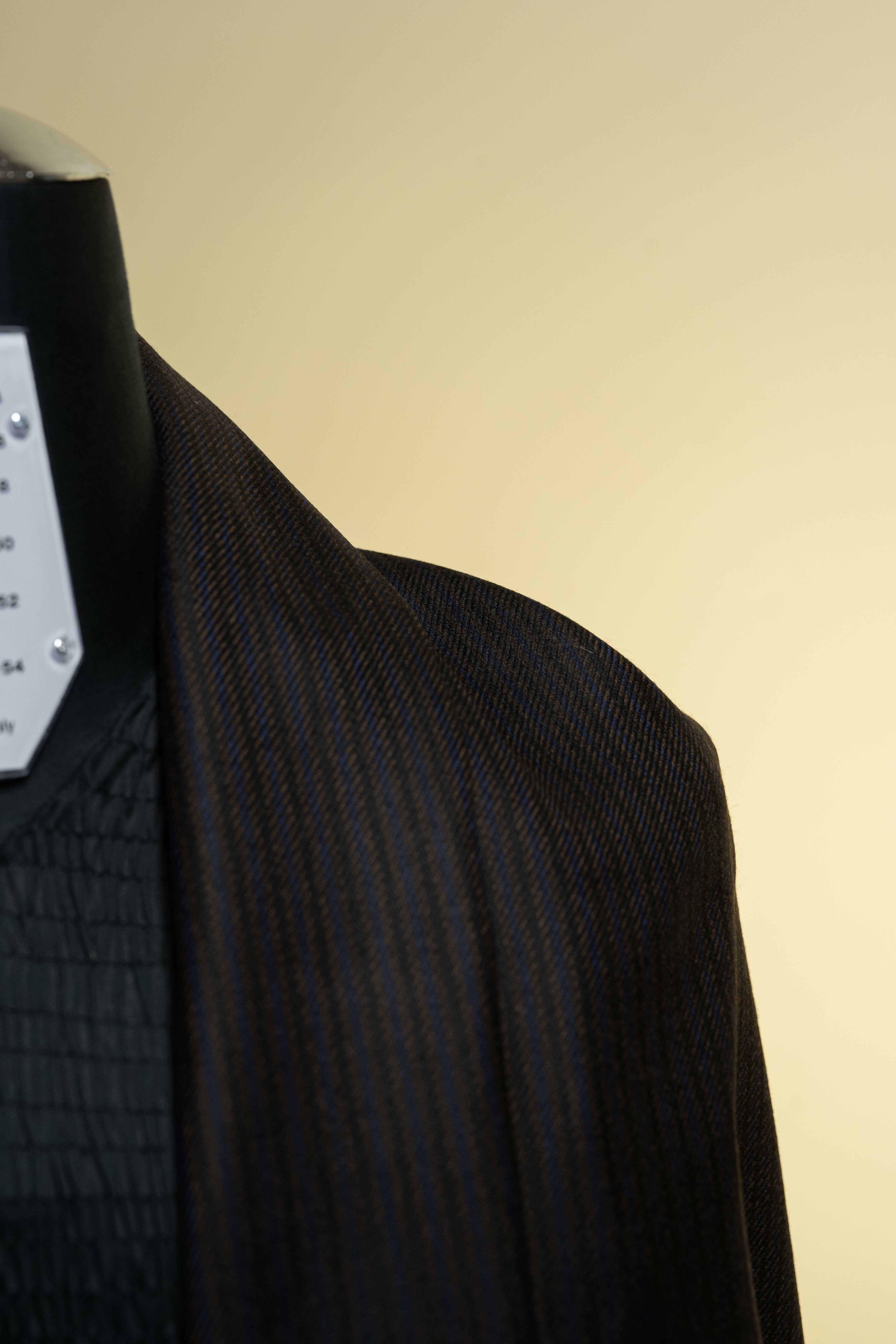 Men Suit fabric from UK in Brown Fancy Stripe Wool - 1.85m