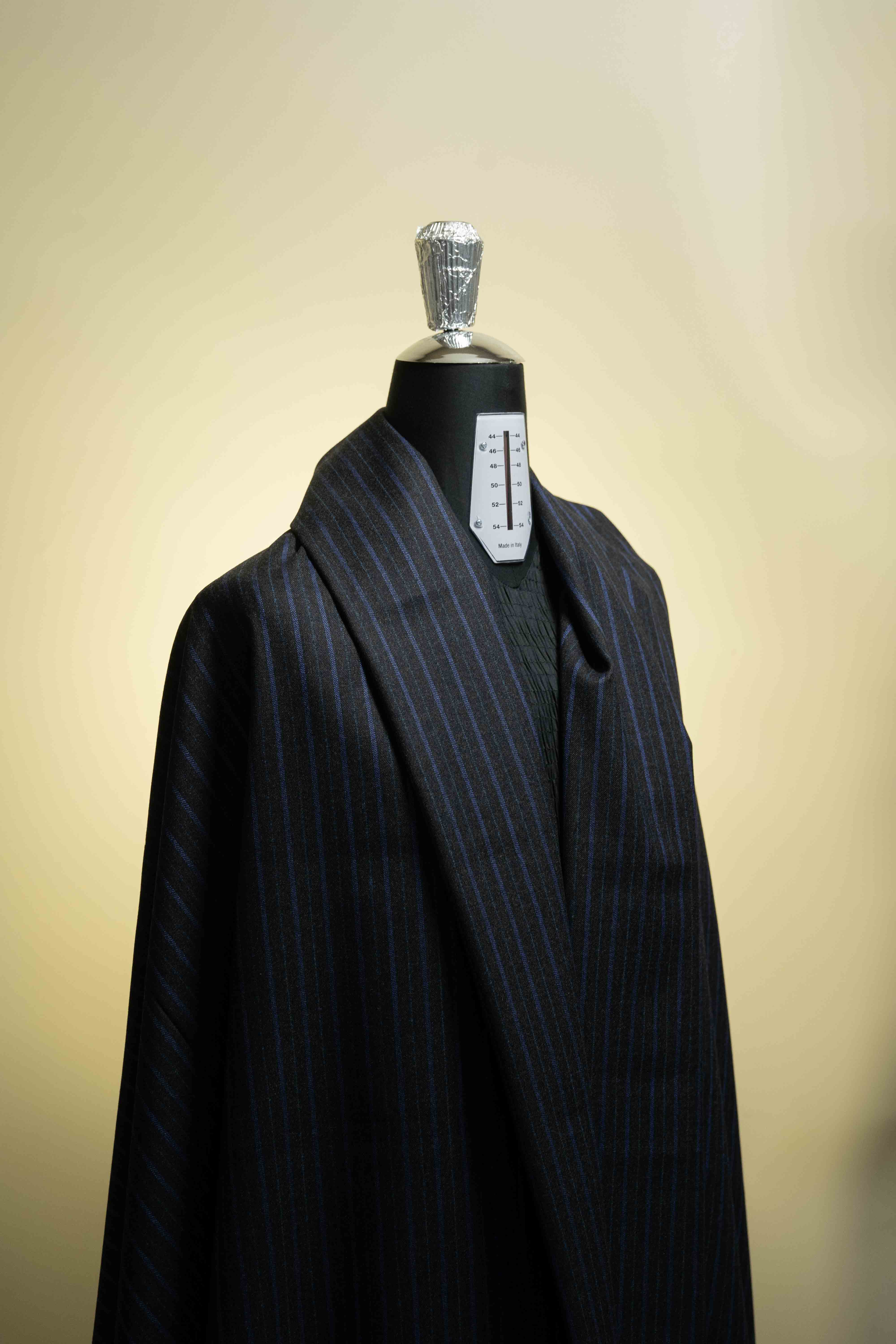 Men Suit fabric from Scabal in Blue&Green Stripe Wool