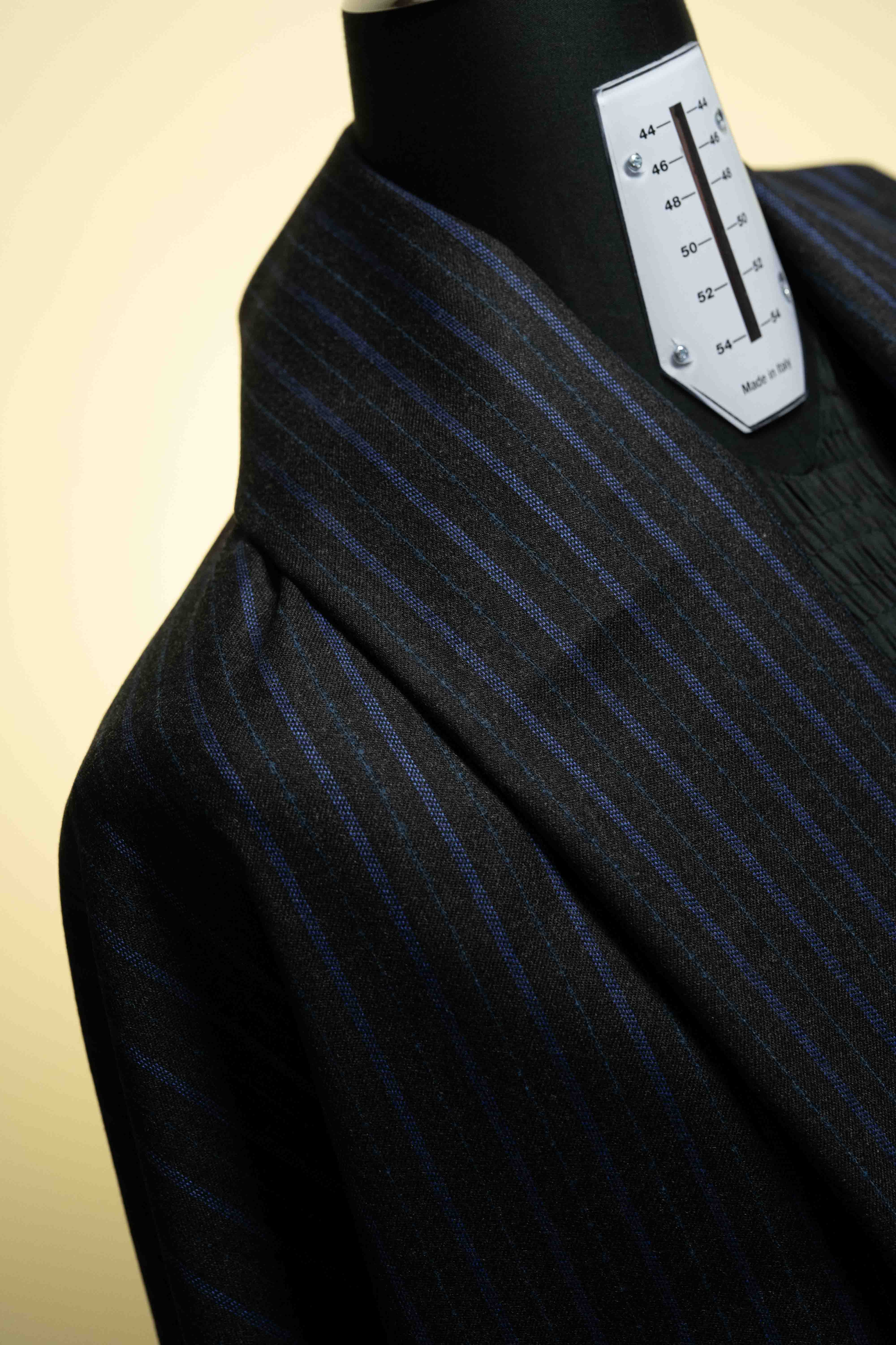 Men Suit fabric from Scabal in Blue&Green Stripe Wool