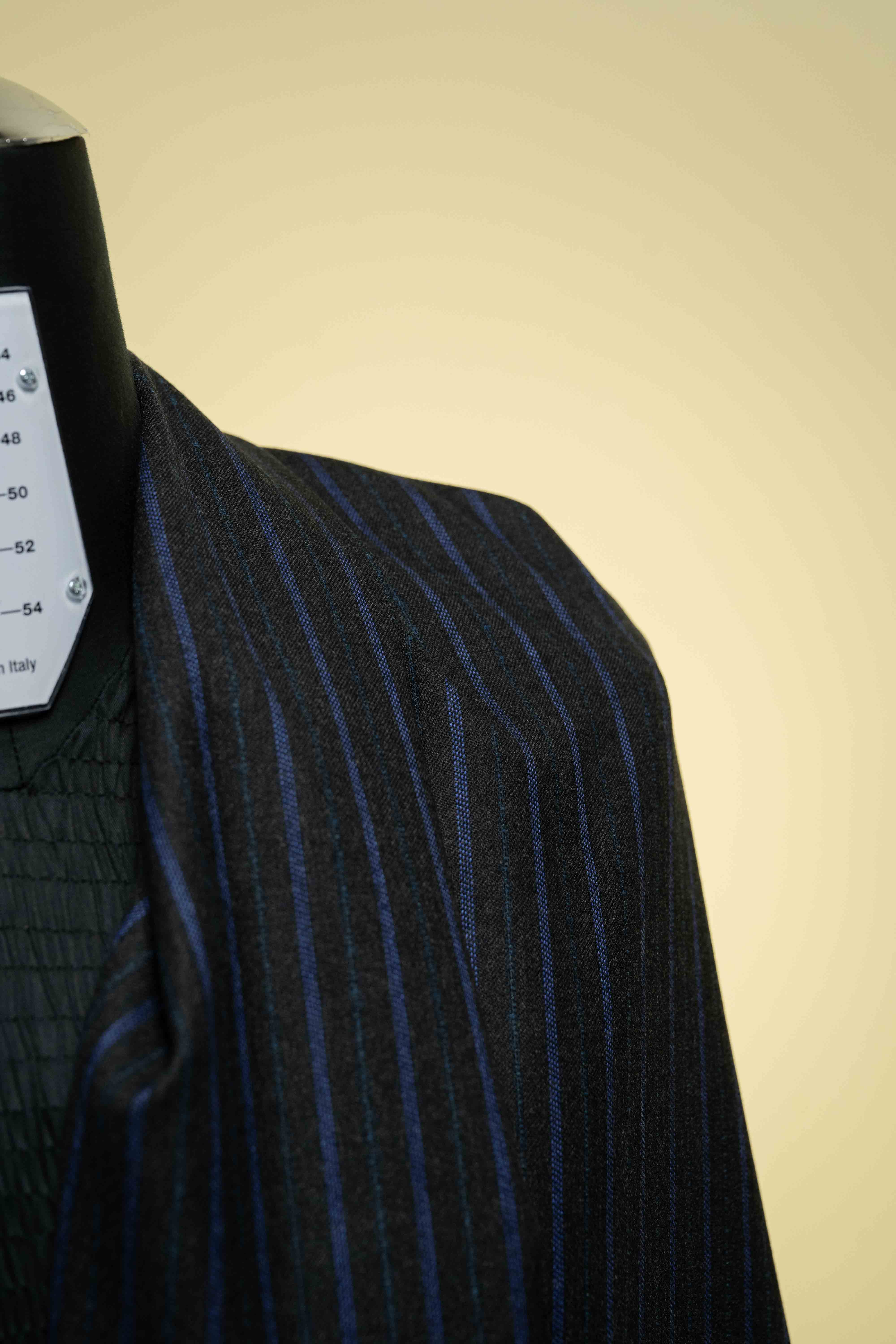 Men Suit fabric from Scabal in Blue&Green Stripe Wool