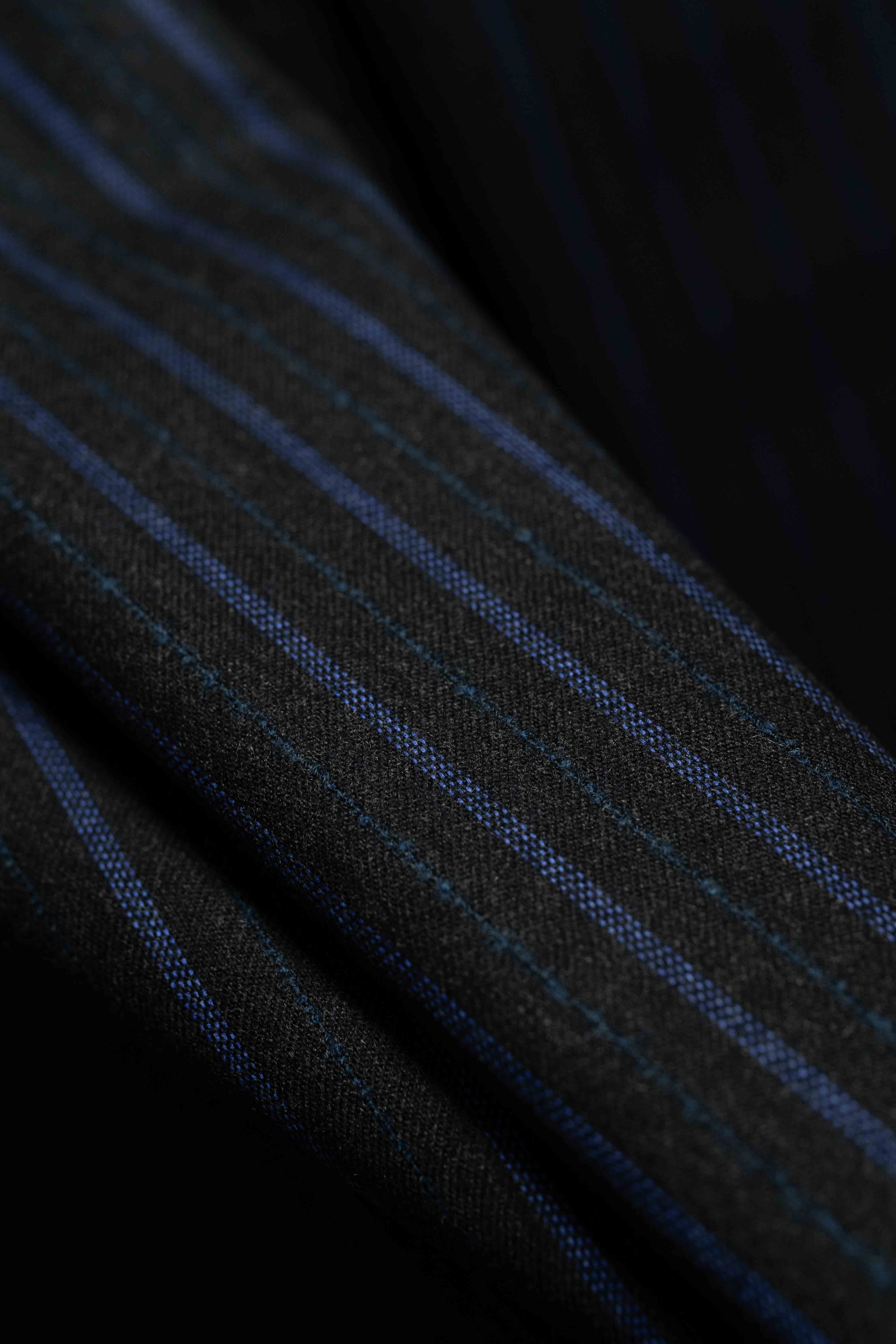 Men Suit fabric from Scabal in Blue&Green Stripe Wool