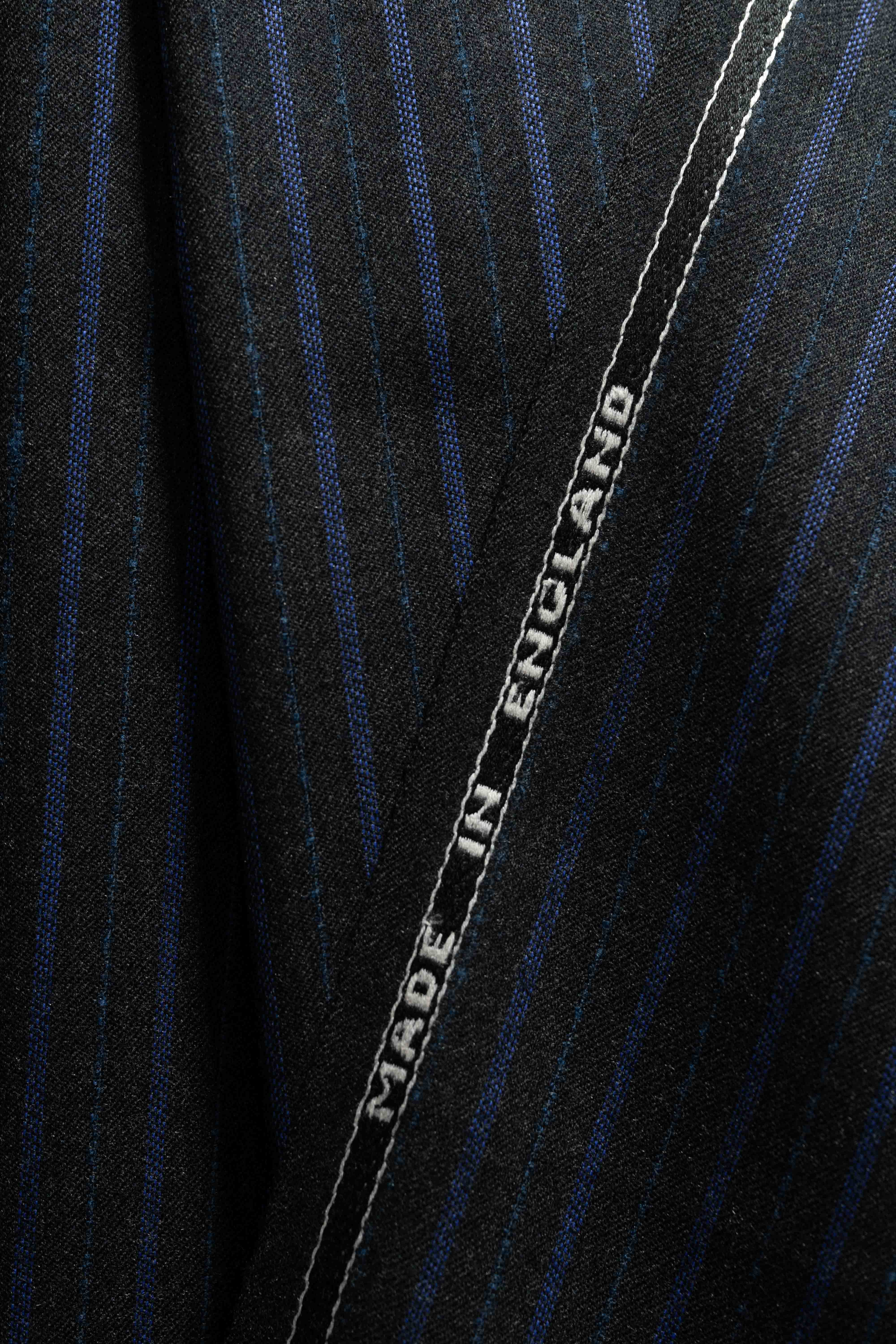 Men Suit fabric from Scabal in Blue&Green Stripe Wool