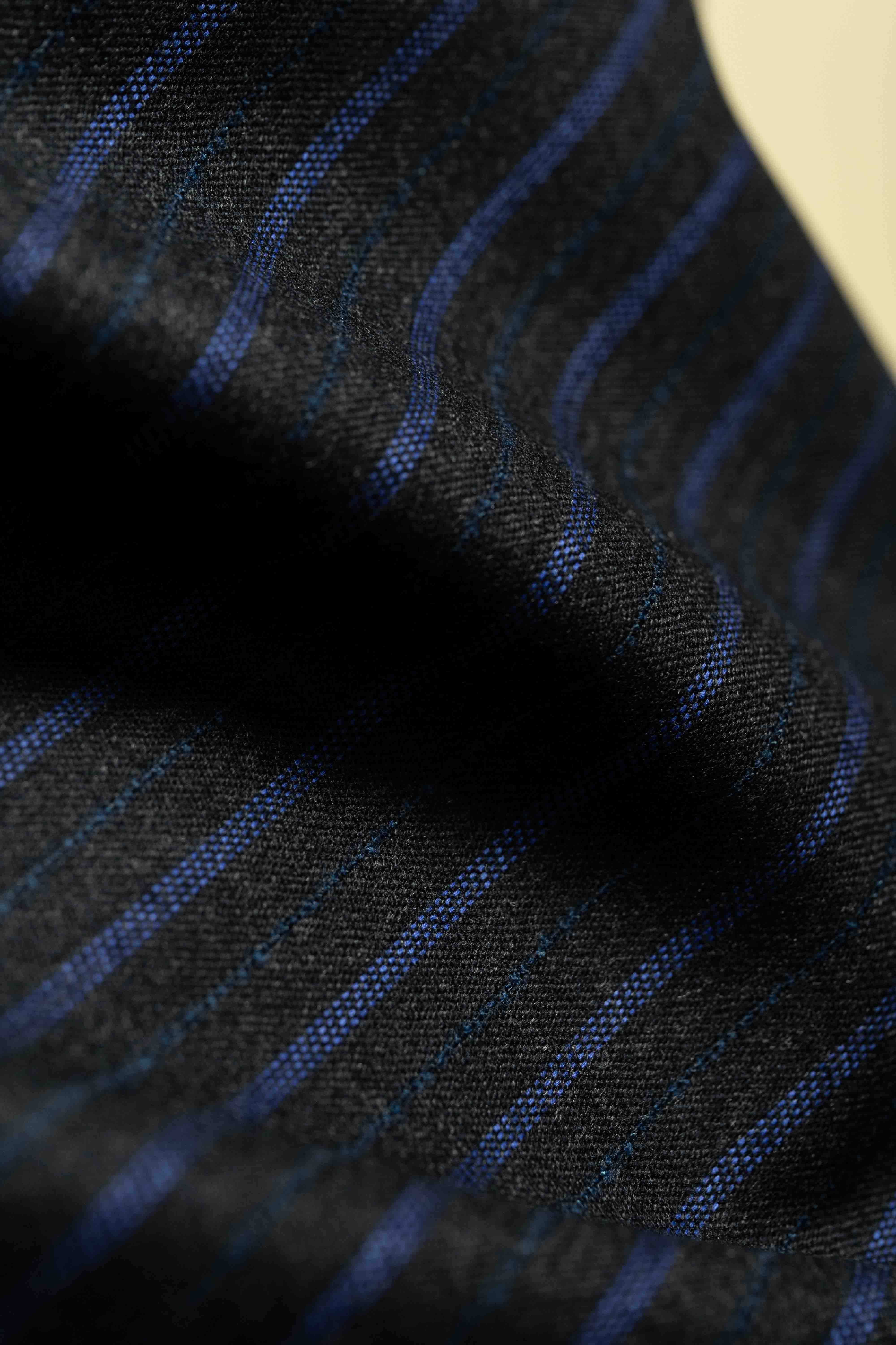 Men Suit fabric from Scabal in Blue&Green Stripe Wool