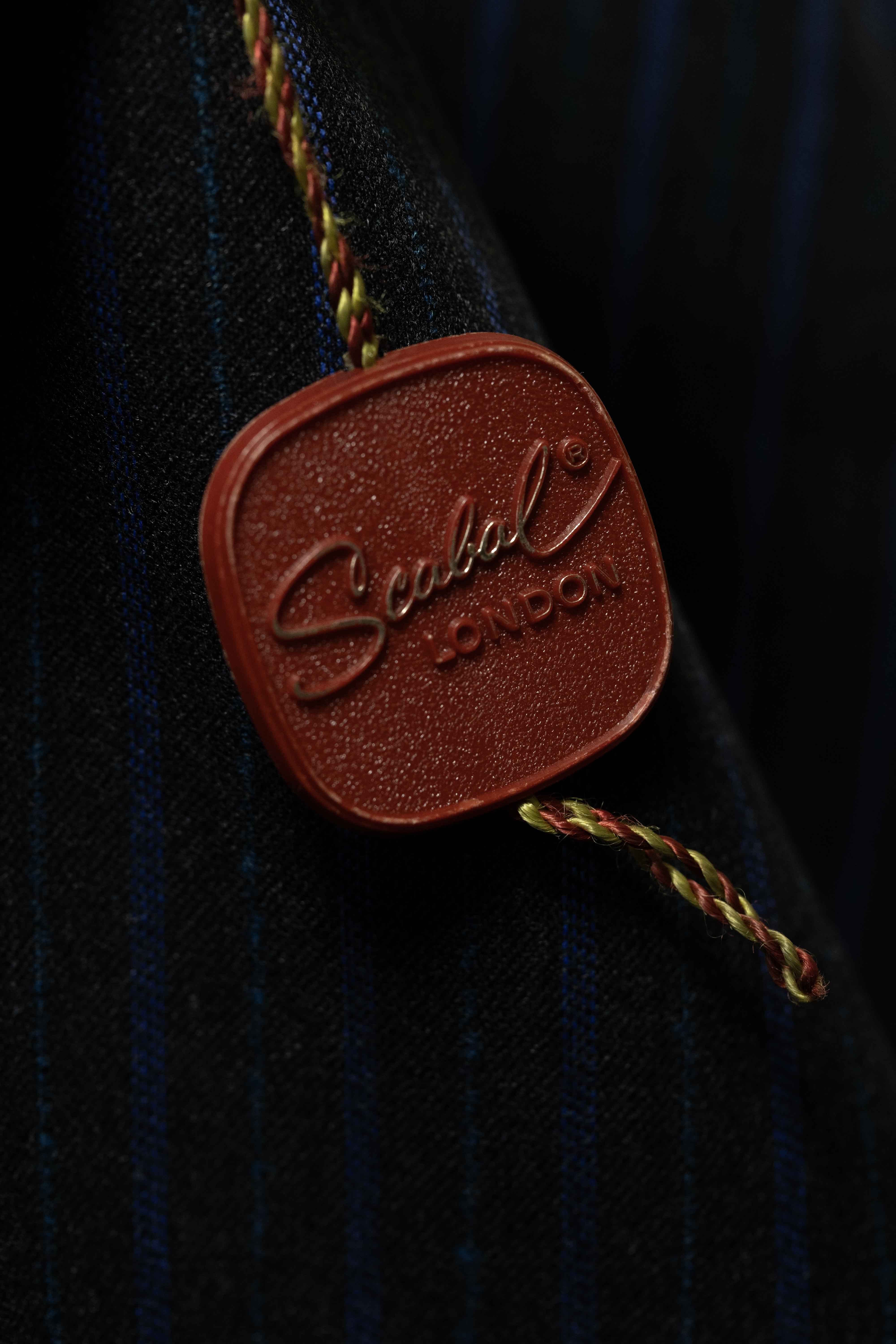 Men Suit fabric from Scabal in Blue&Green Stripe Wool