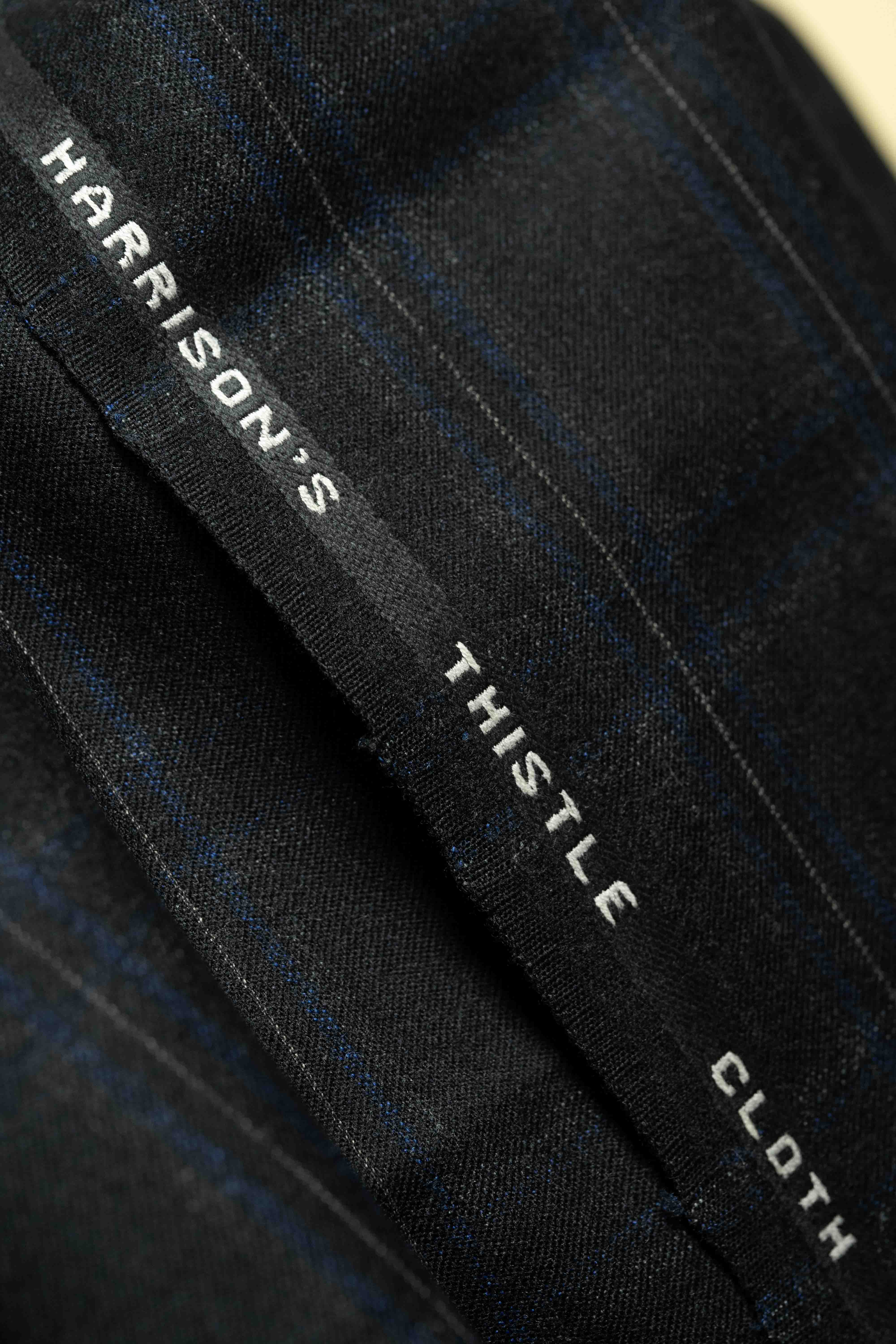 Men Suit fabric from Harrison in Super Dry Black Check Wool