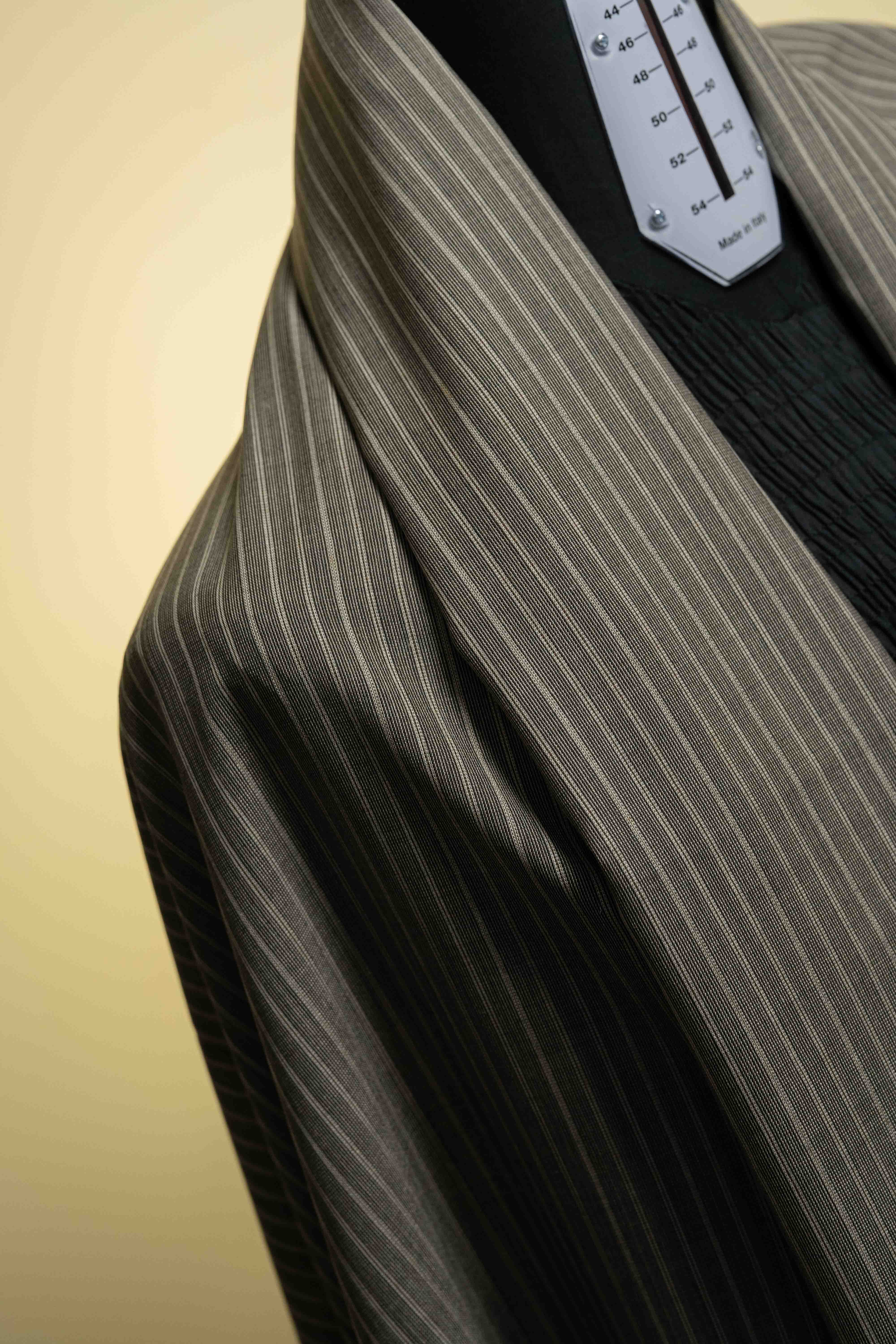 Men Suit fabric in Brown Stripe Wool