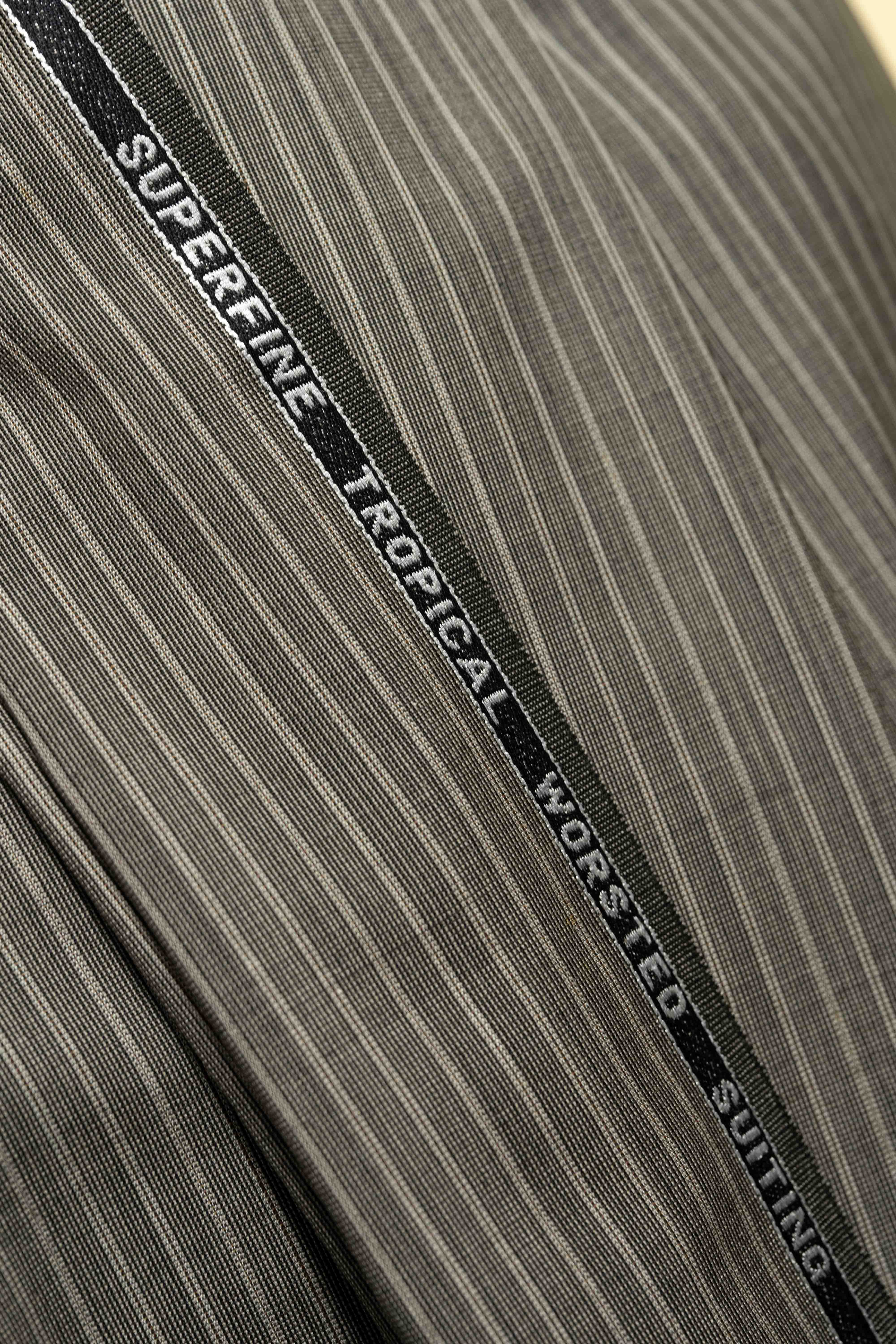 Men Suit fabric in Brown Stripe Wool