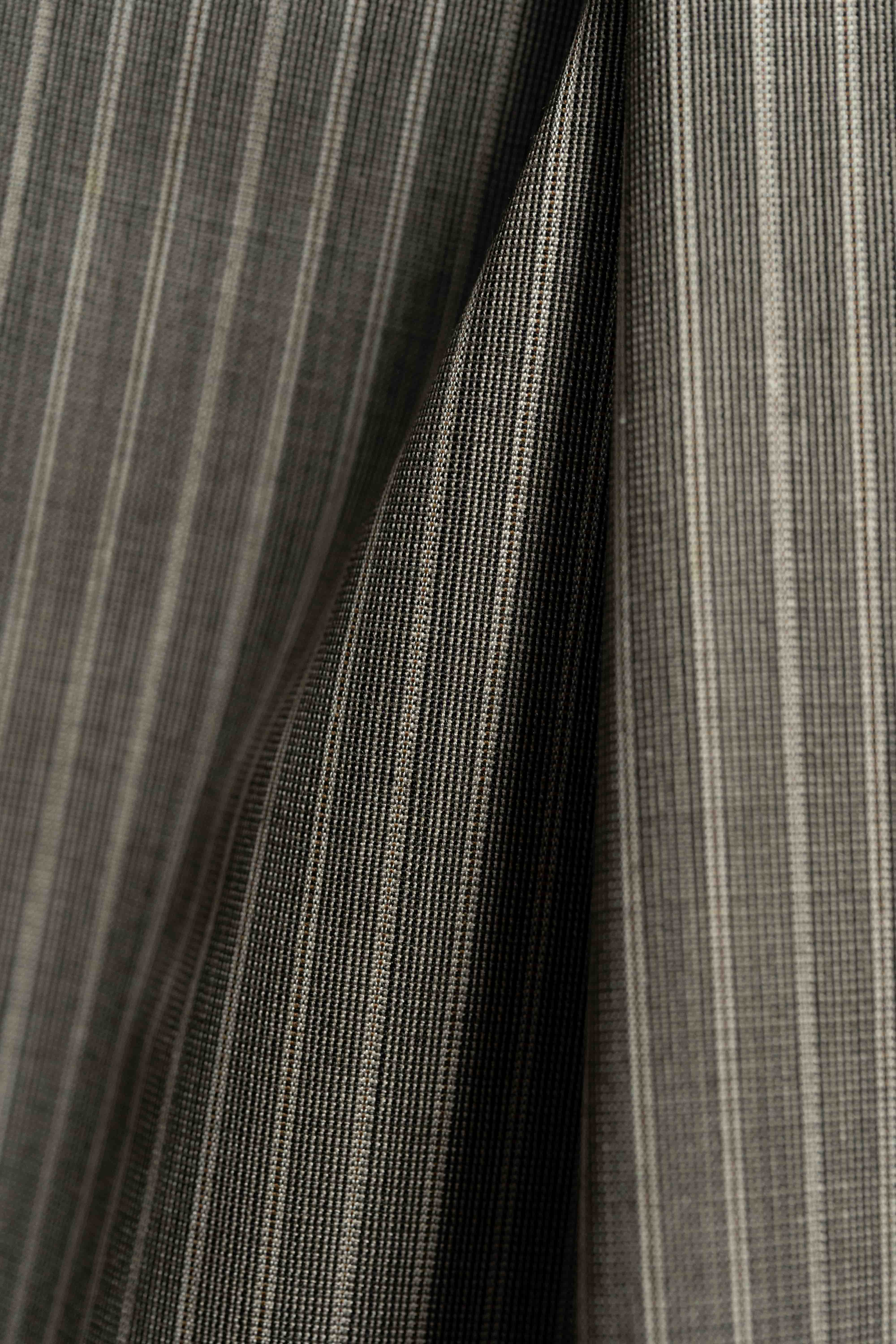 Men Suit fabric in Brown Stripe Wool
