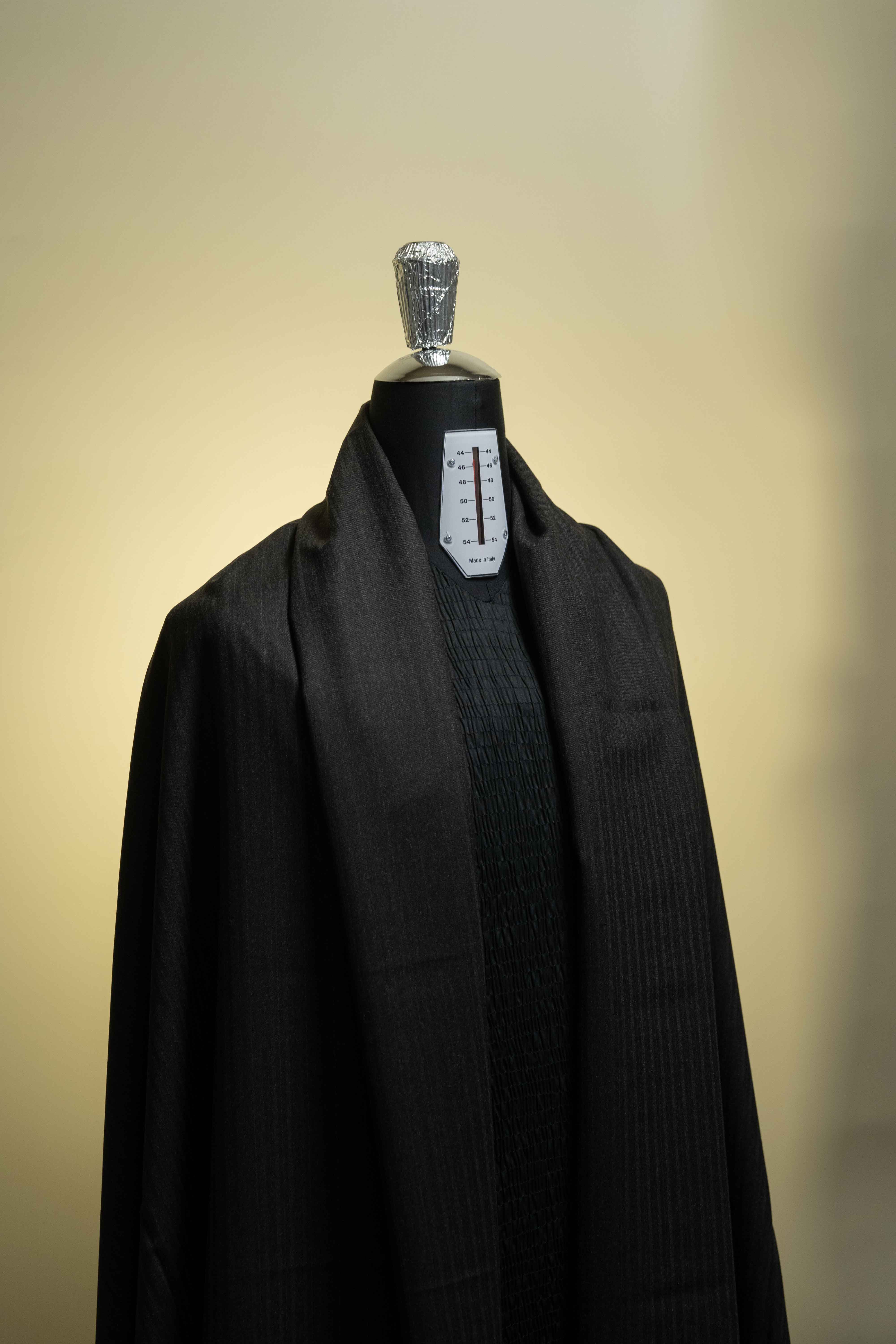 Men Suit fabric in Dark Brown 100's Mink Cashmere Stripe