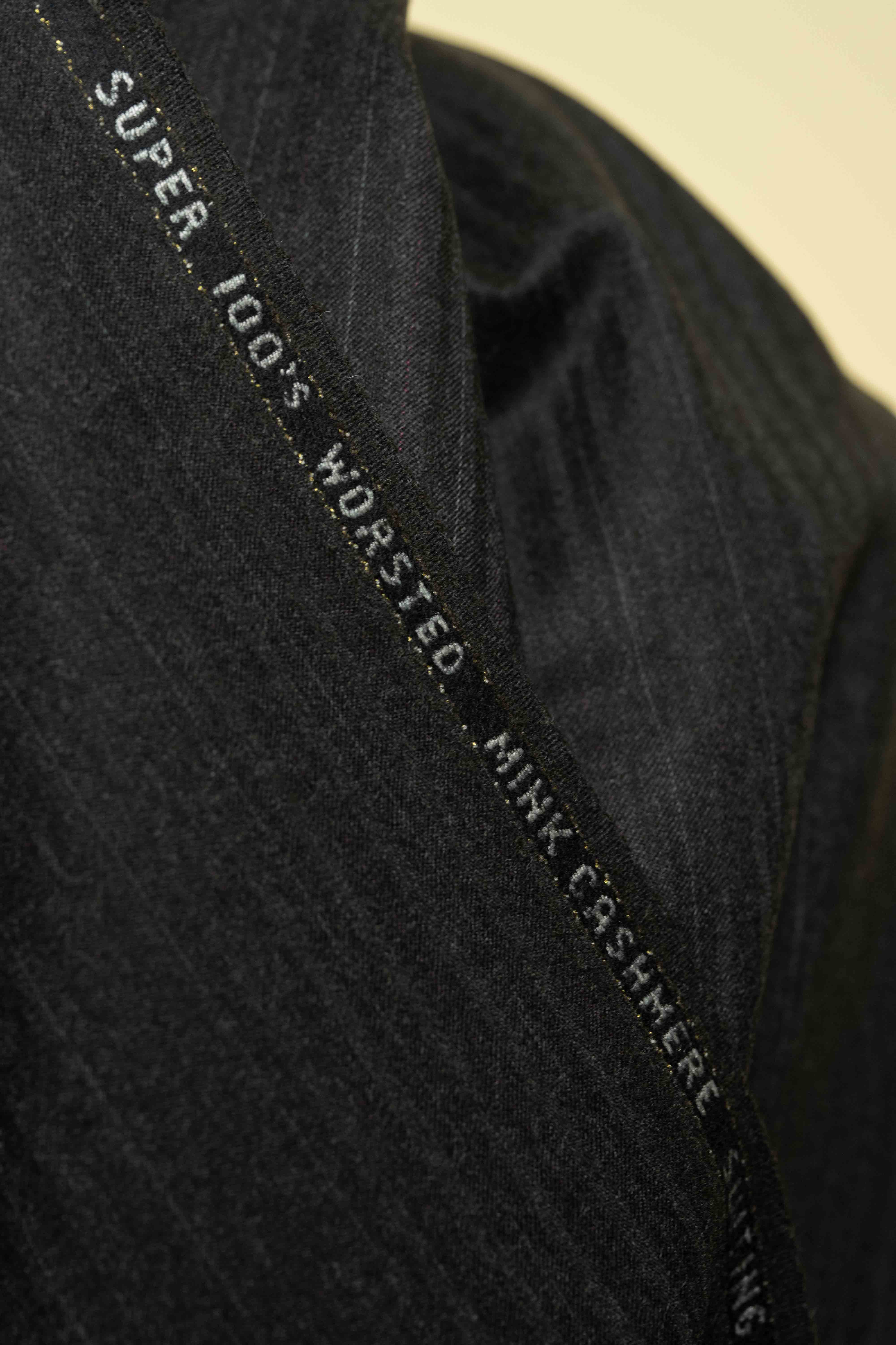 Men Suit fabric in Dark Brown 100's Mink Cashmere Stripe