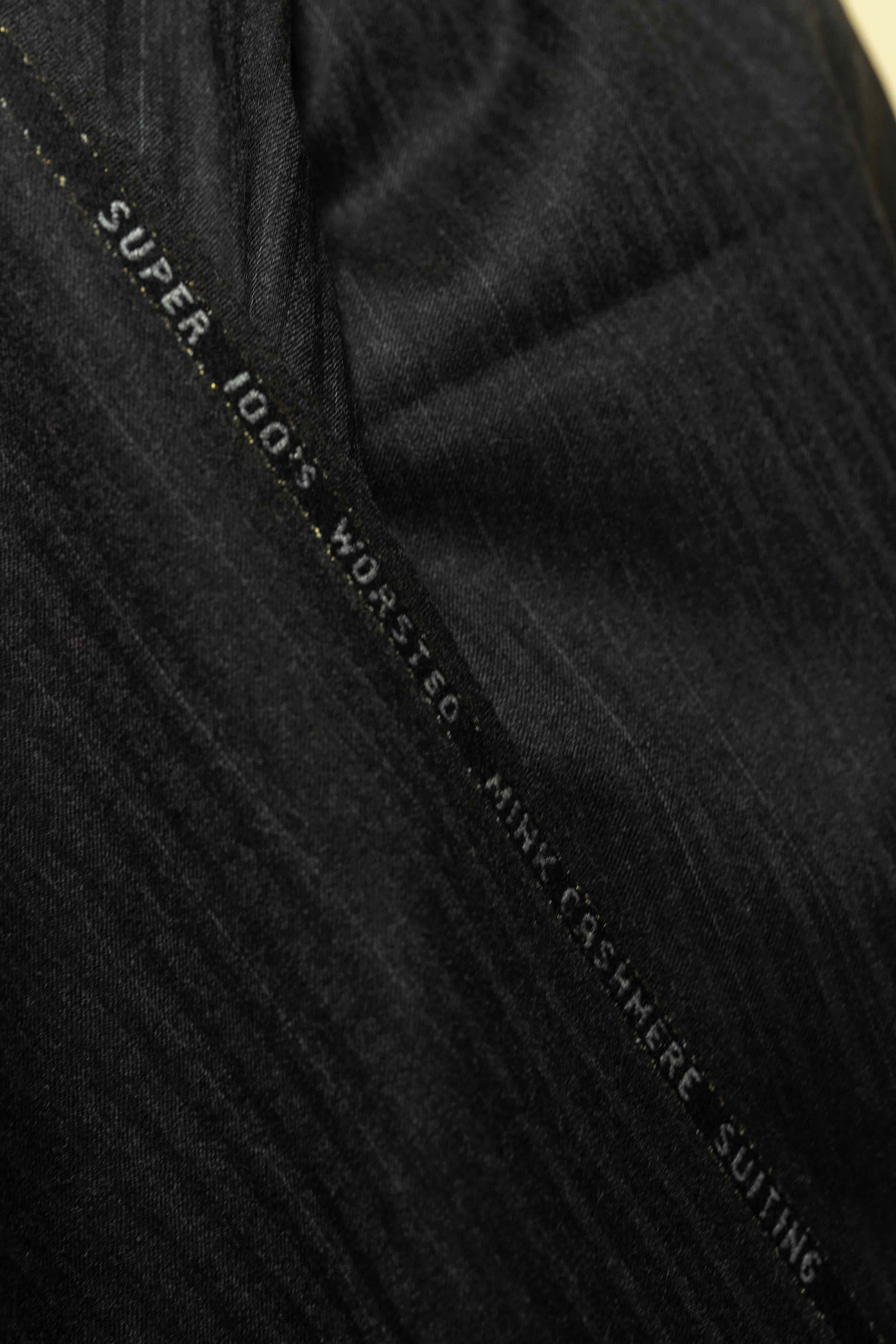 Men Suit fabric in Dark Brown 100's Mink Cashmere Stripe
