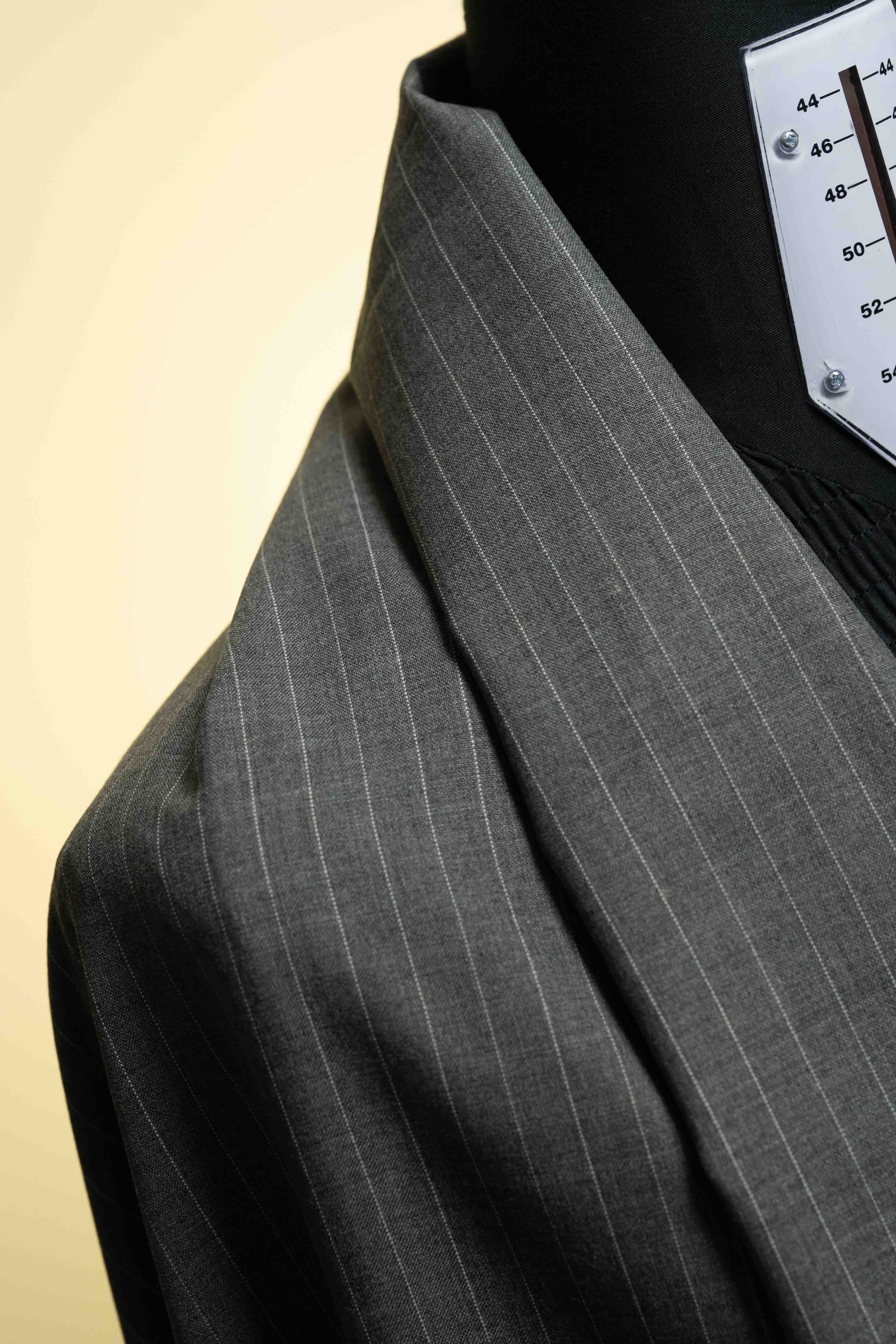 Men Suit fabric in Grey Stripe Terylere Wool